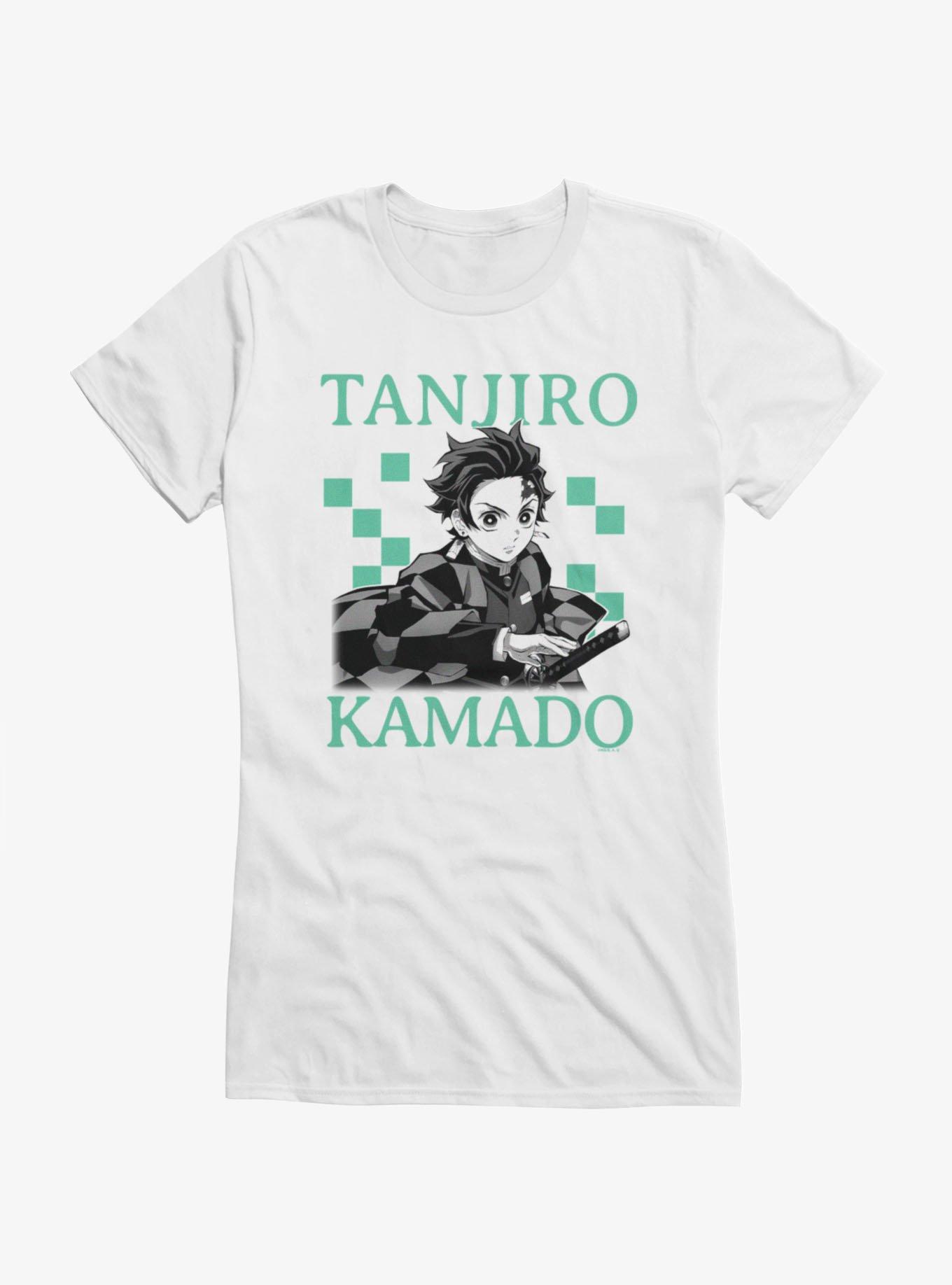 Demon Slayer: Kimetsu No Yaiba Tanjiro Kamado Square Pattern Girls T-Shirt, WHITE, hi-res