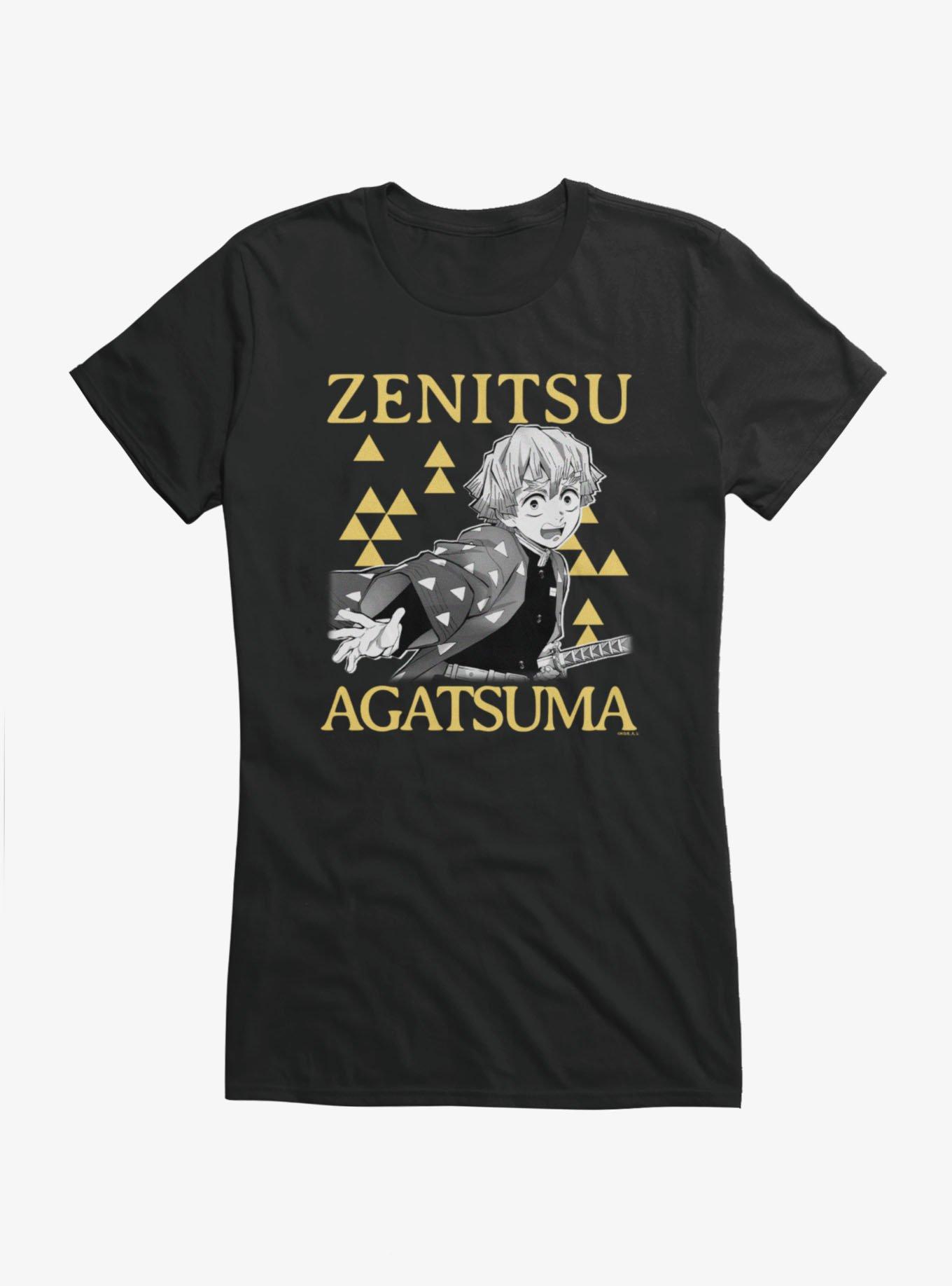 Demon Slayer: Kimetsu No Yaiba Zenitsu Agatsuma Triangles Girls T-Shirt, BLACK, hi-res