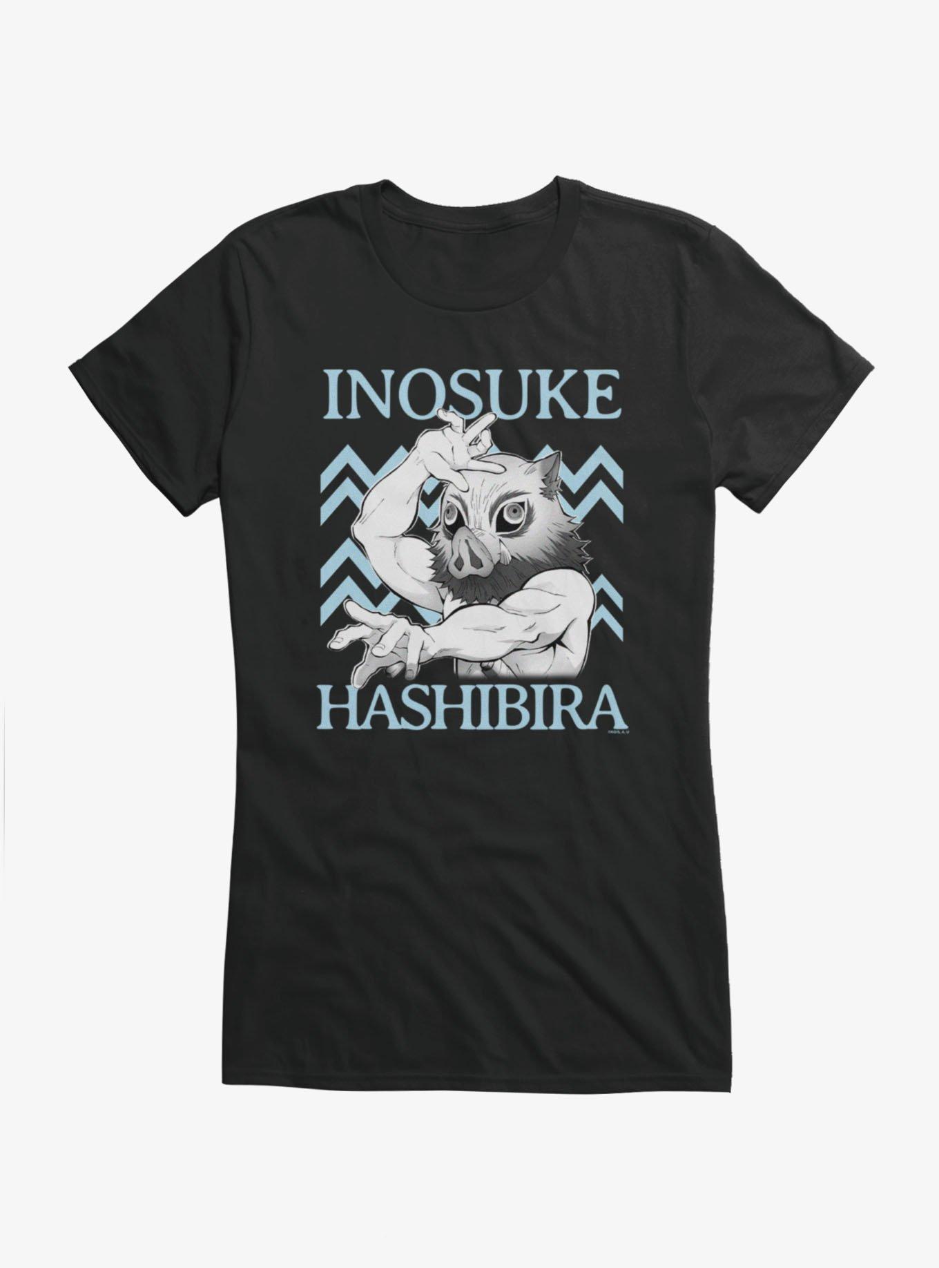 Demon Slayer: Kimetsu No Yaiba Inosuke Hashibira Chevron Girls T-Shirt, BLACK, hi-res