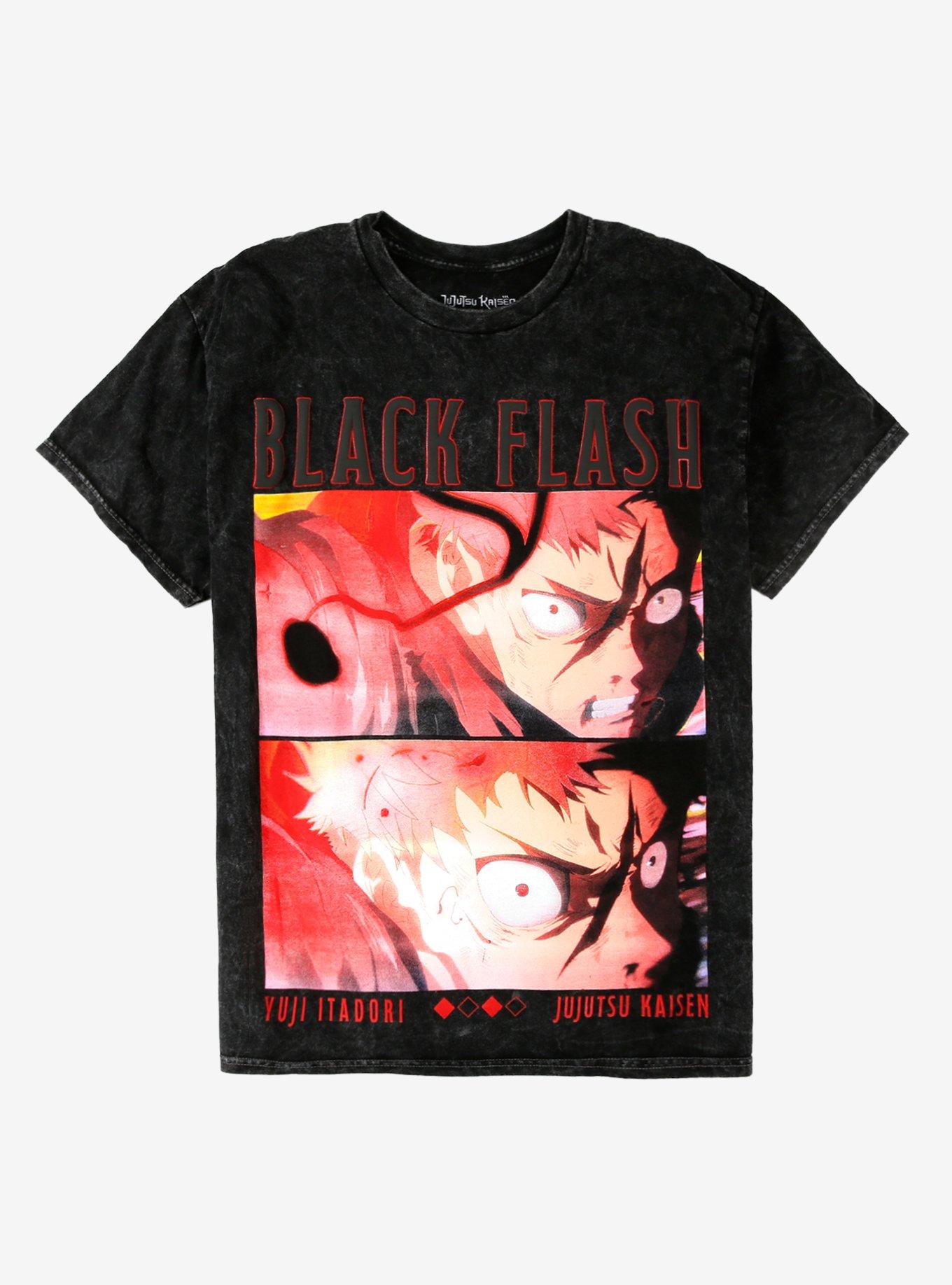 Jujutsu Kaisen Yuji Black Flash Mineral Wash T-Shirt, , hi-res