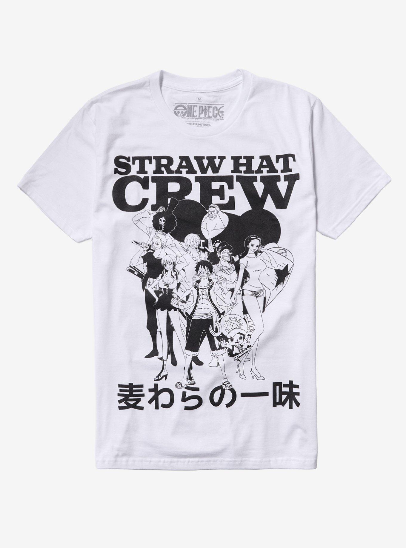 One Piece Black & White Straw Hats T-Shirt, , hi-res