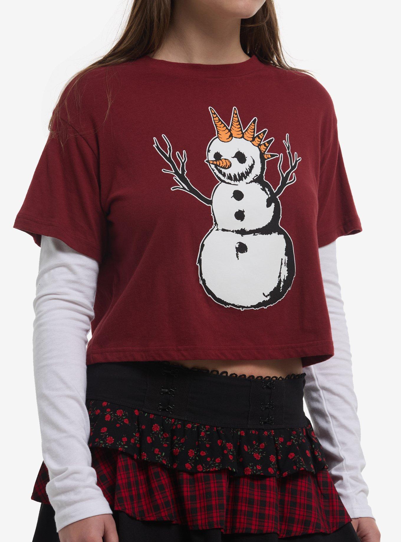 Social Collision Punk Snowman Twofer Girls Long-Sleeve T-Shirt, , hi-res
