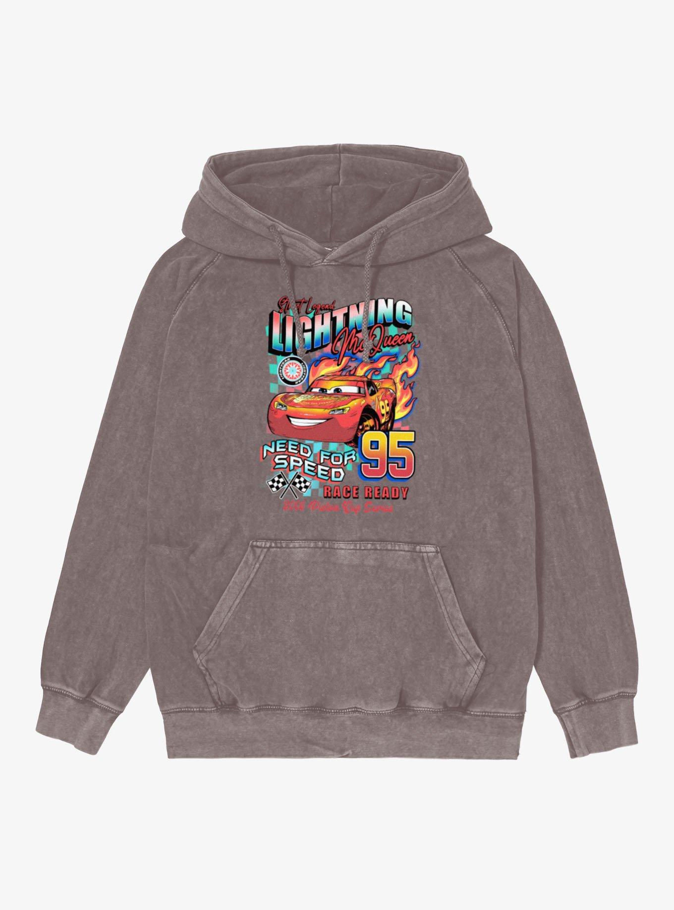 Disney Pixar Cars Lightning McQueen Racing Mineral Wash Hoodie Hot Topic Exclusive, , hi-res