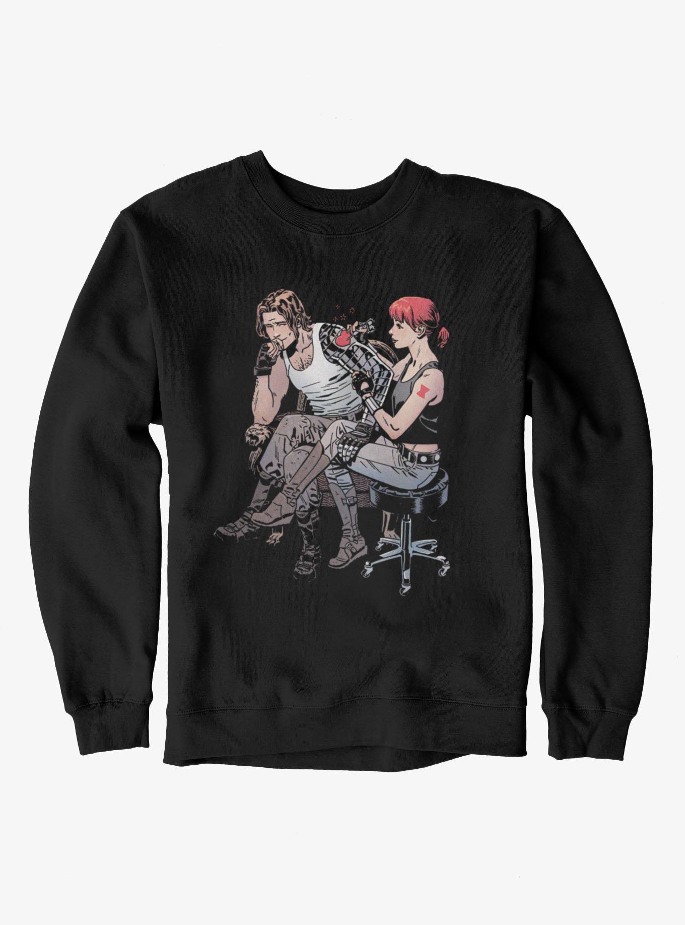 Marvel Winter Soldier Bucky Barnes Tattoo Black Widow Sweatshirt, , hi-res