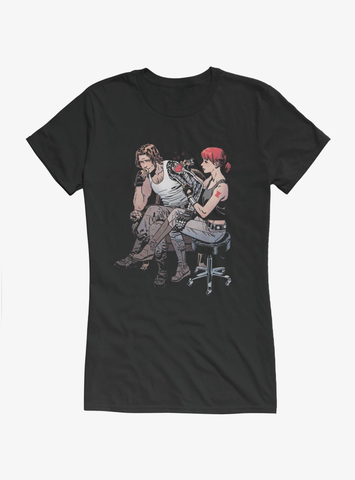 Marvel Winter Soldier Bucky Barnes Tattoo Black Widow Girls T-Shirt