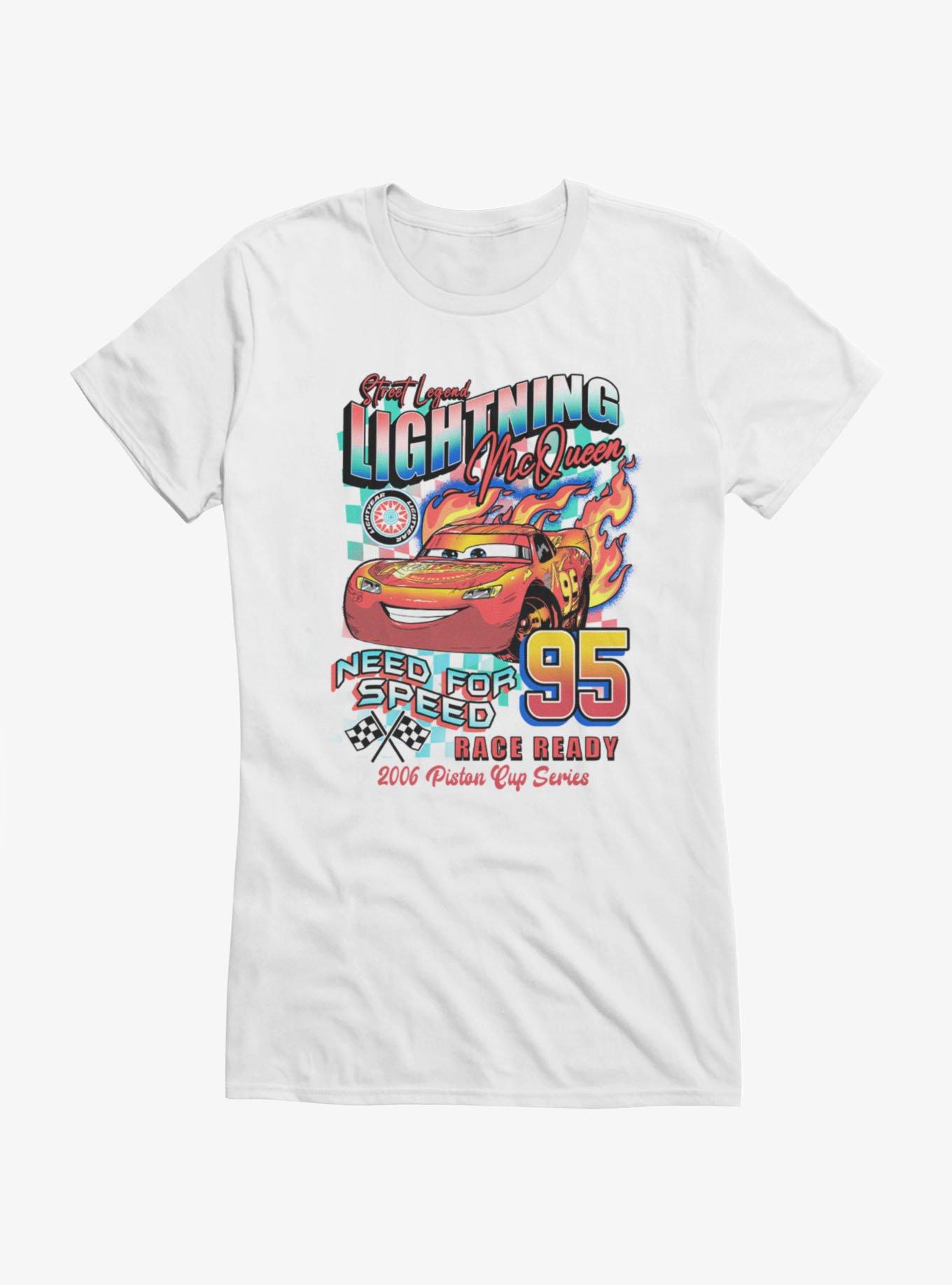 Disney Pixar Cars Lightning McQueen Racing Girls T-Shirt Hot Topic Exclusive, WHITE, hi-res