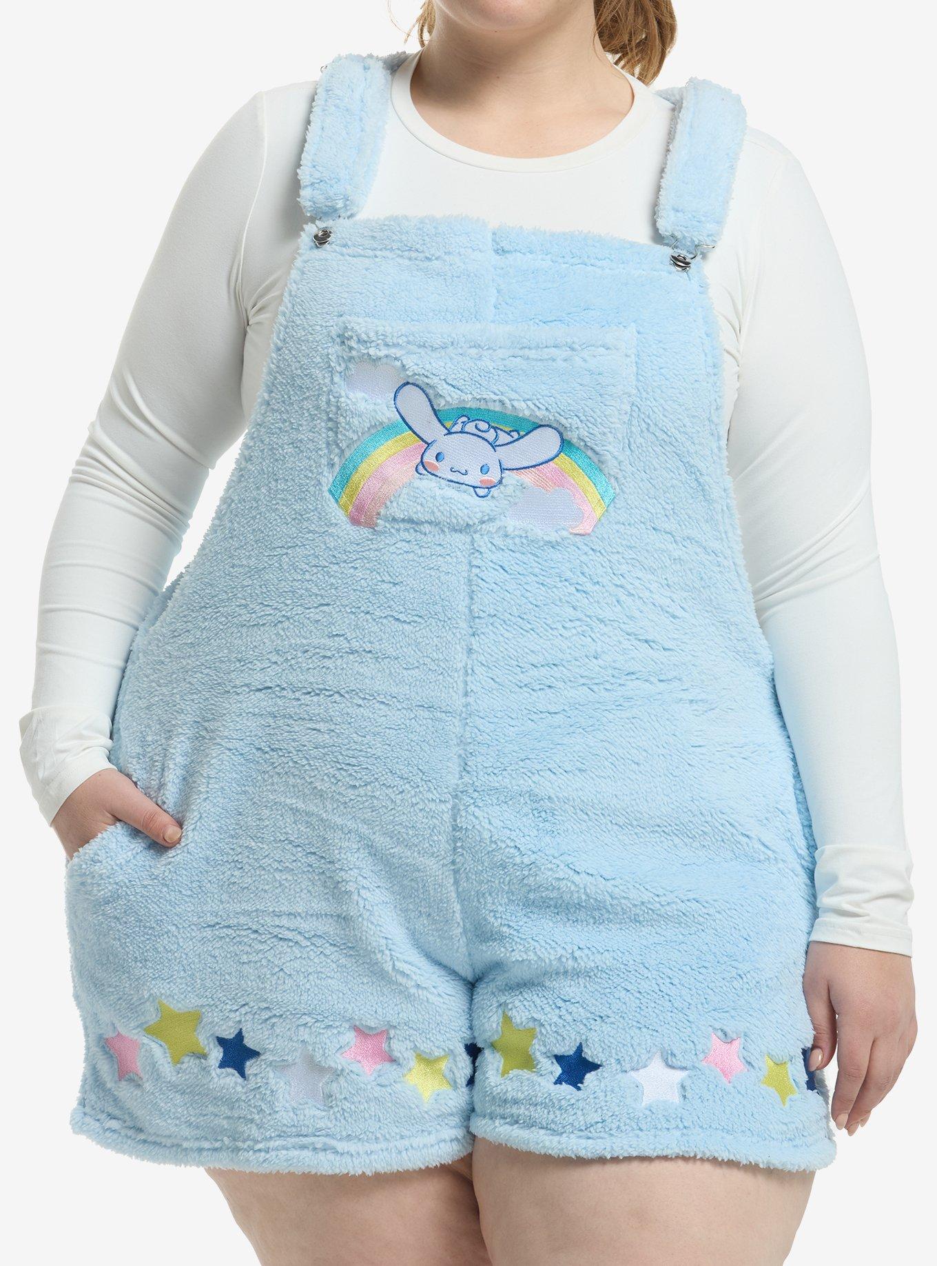 Cinnamoroll Stars Sherpa Shortalls Plus Size, , hi-res
