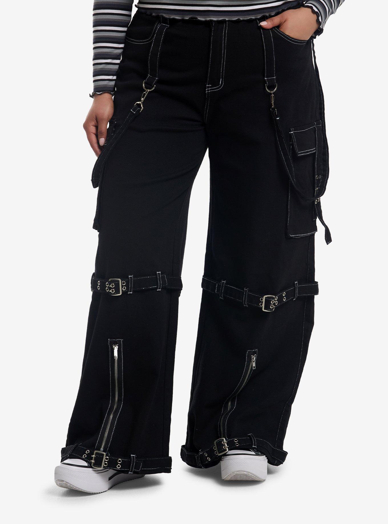Black Buckles & Suspenders Cargo Pants Plus Size, , hi-res