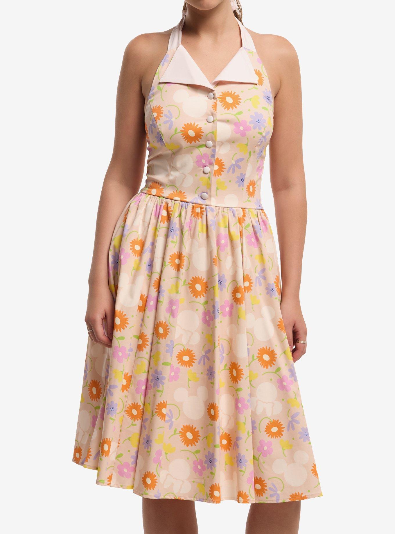 Disney Mickey & Minnie Mouse Floral Retro Halter Dress Her Universe Exclusive, , hi-res