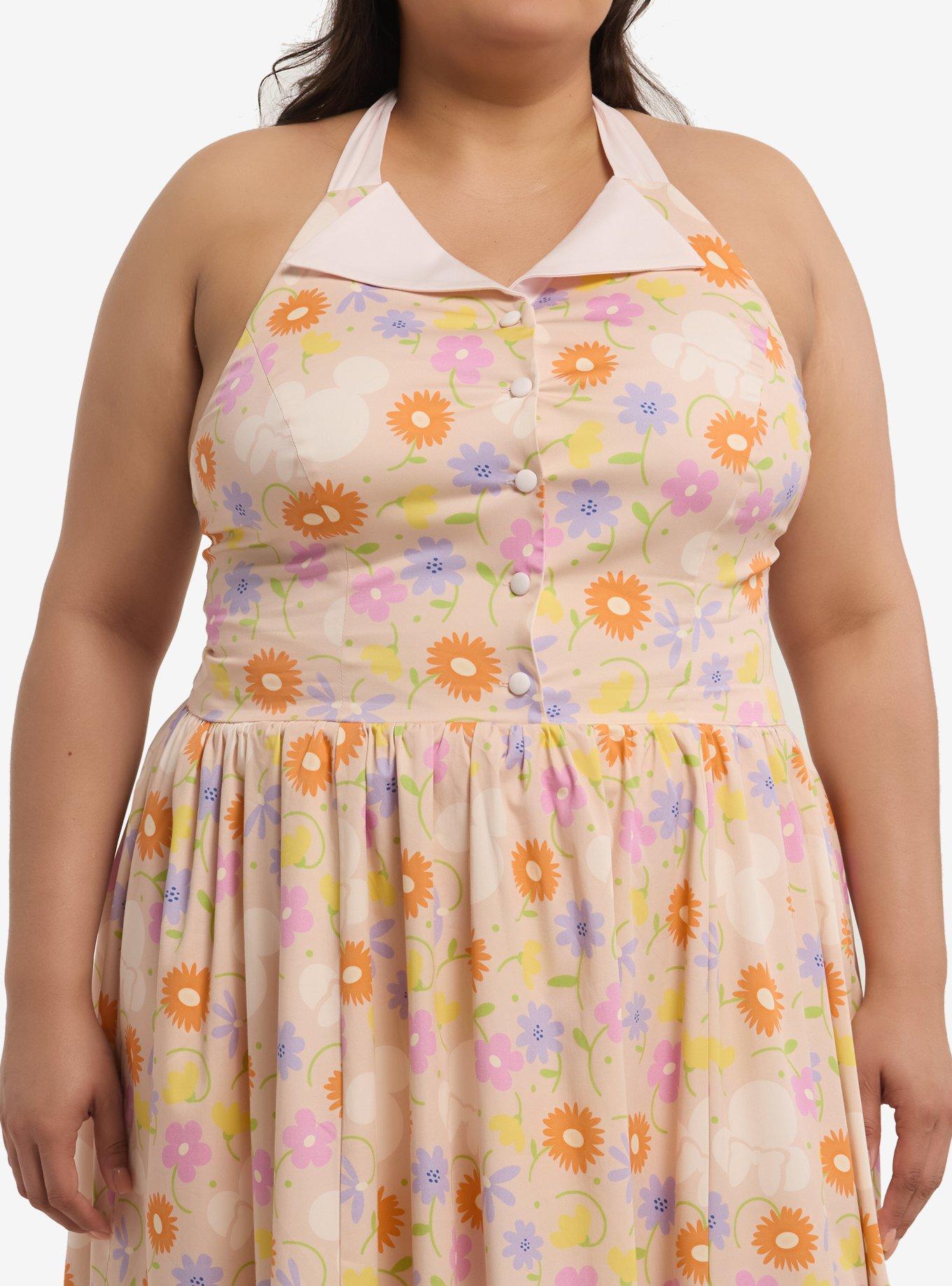 Disney Mickey & Minnie Mouse Floral Retro Plus Size Halter Dress Her Universe Exclusive, , hi-res