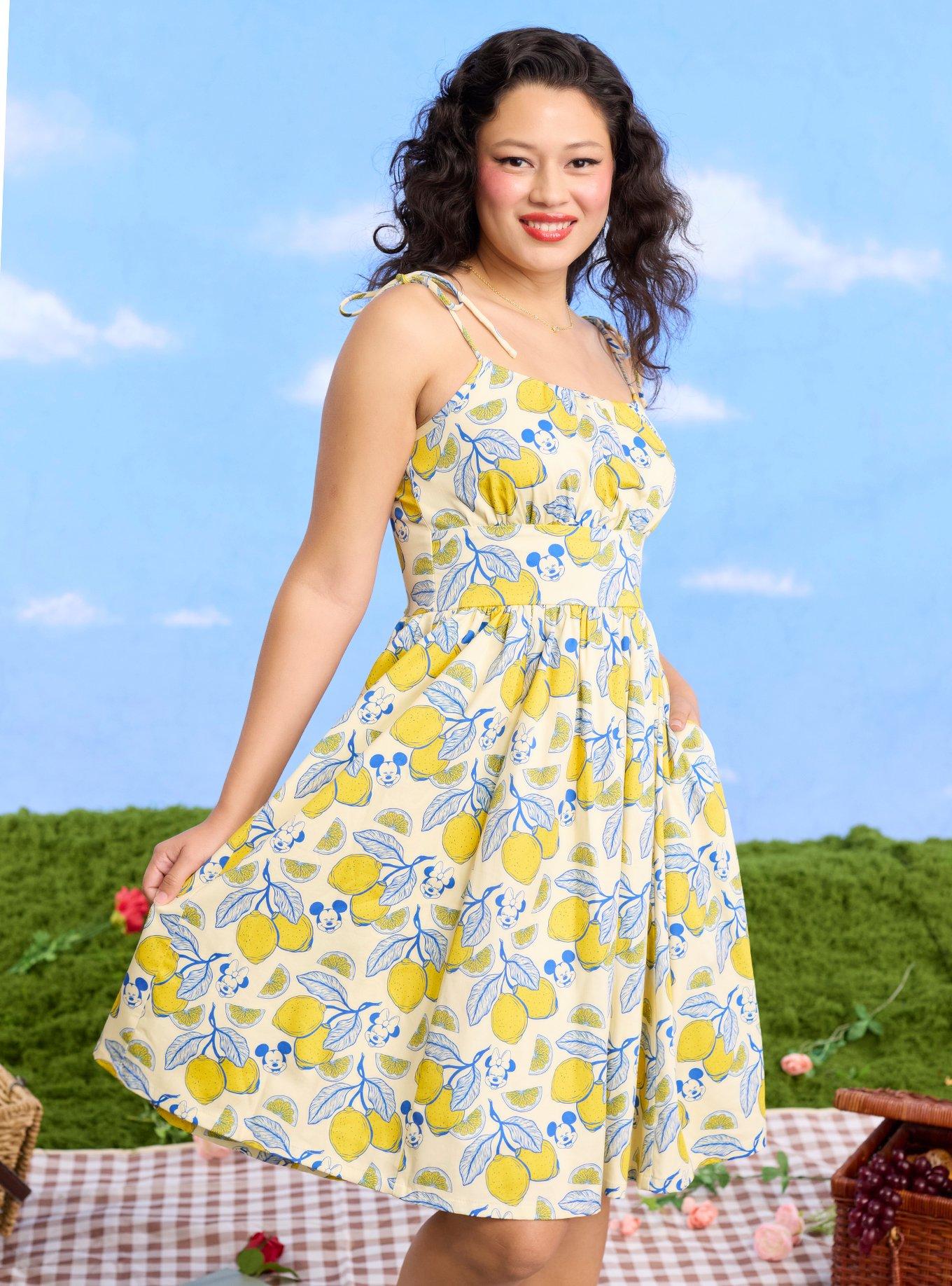 Disney Mickey & Minnie Lemon Allover Print Retro Tank Dress Her Universe Exclusive, , hi-res