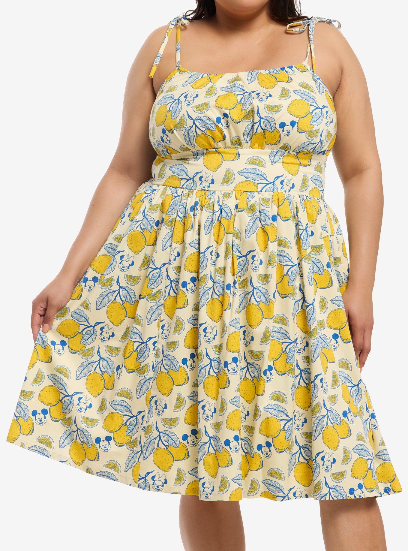 Disney Mickey & Minnie Lemon Allover Print Retro Plus Size Tank Dress Her Universe Exclusive, , hi-res