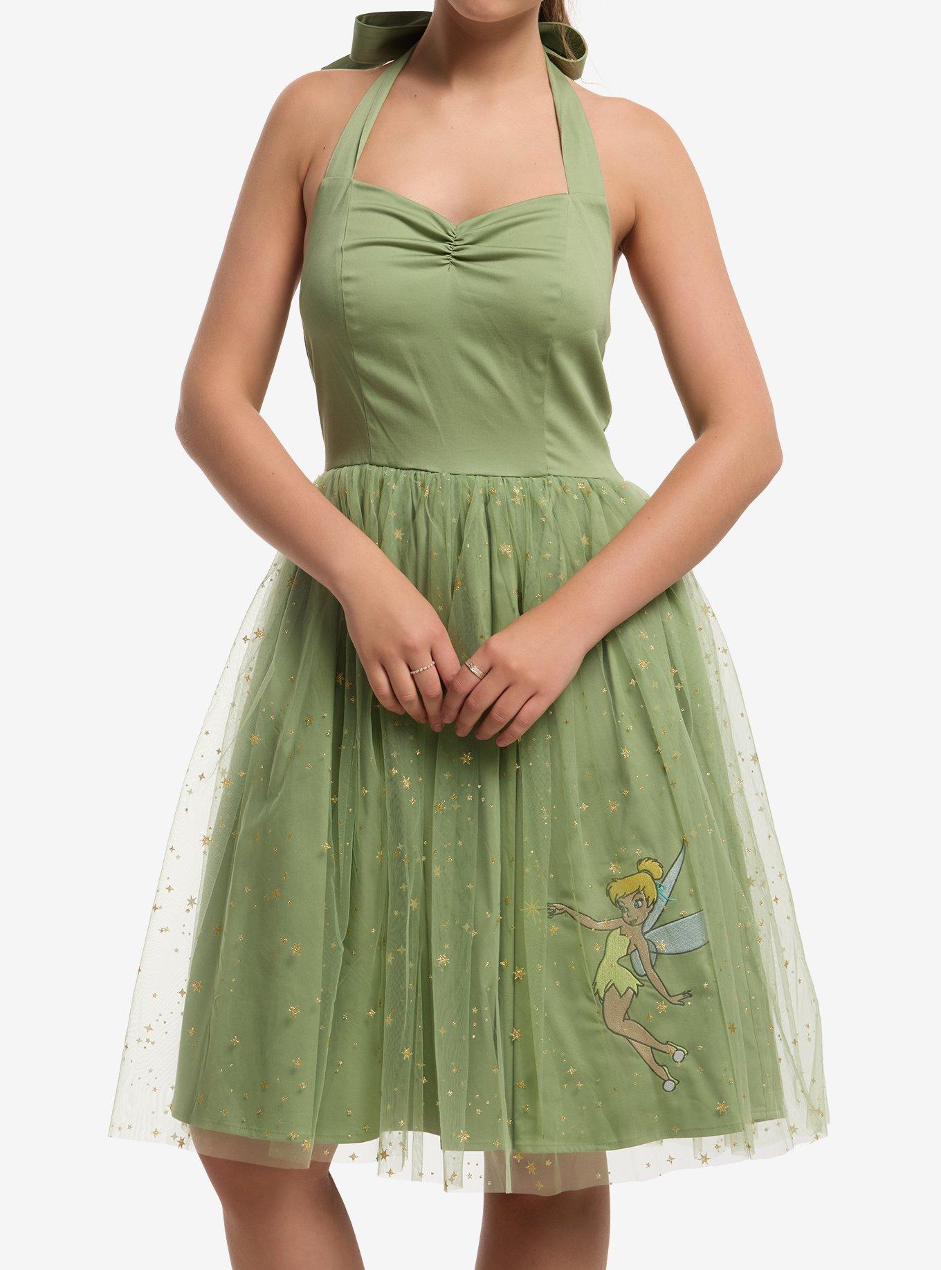 Disney Peter Pan Tinker Bell Tulle Retro Halter Dress Her Universe Exclusive, , hi-res