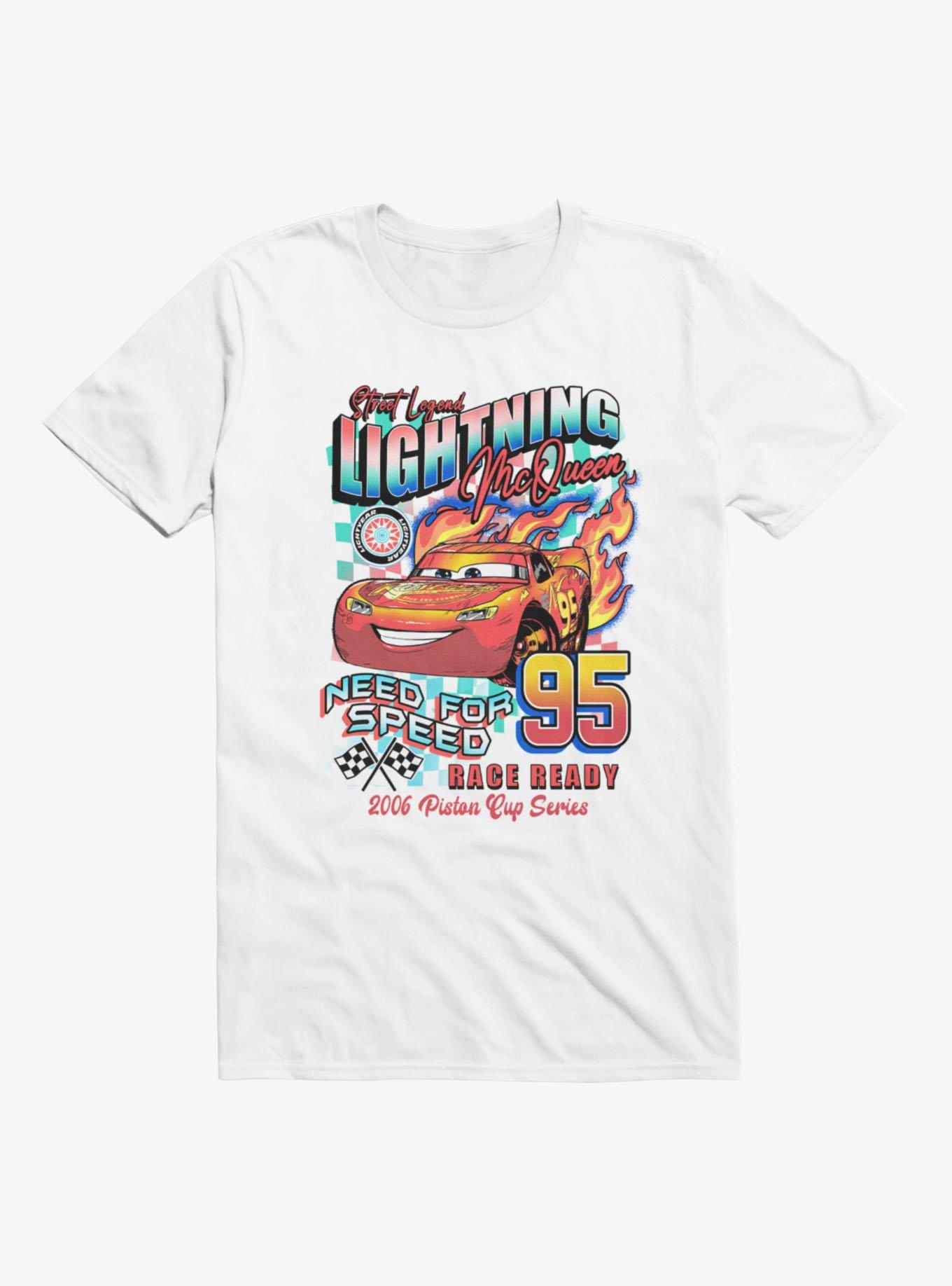 Disney Pixar Cars Lightning McQueen Racing T-Shirt Hot Topic Exclusive, WHITE, hi-res