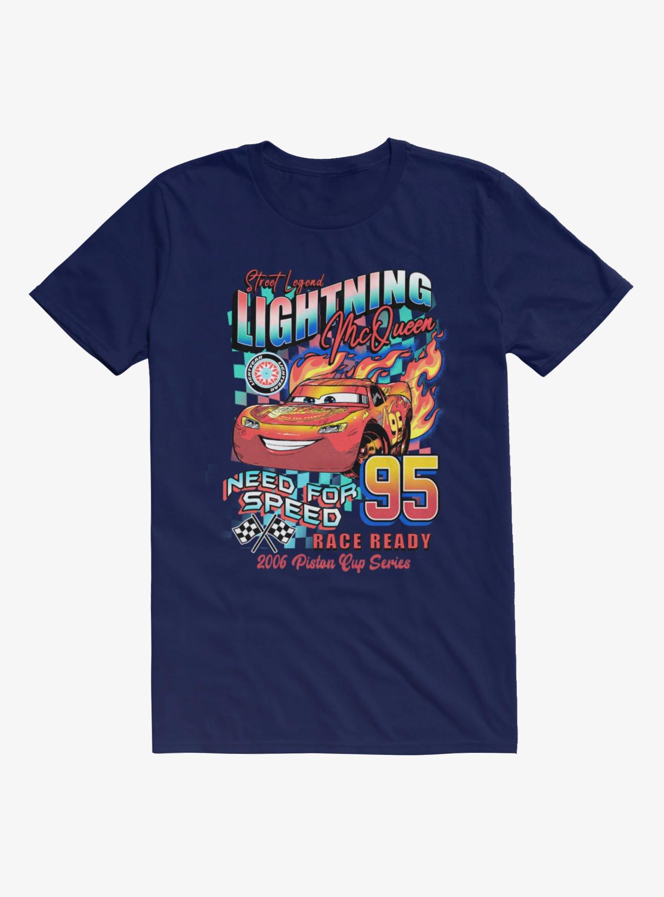 Disney Pixar Cars Lightning McQueen Racing T-Shirt Hot Topic Exclusive, NAVY, hi-res