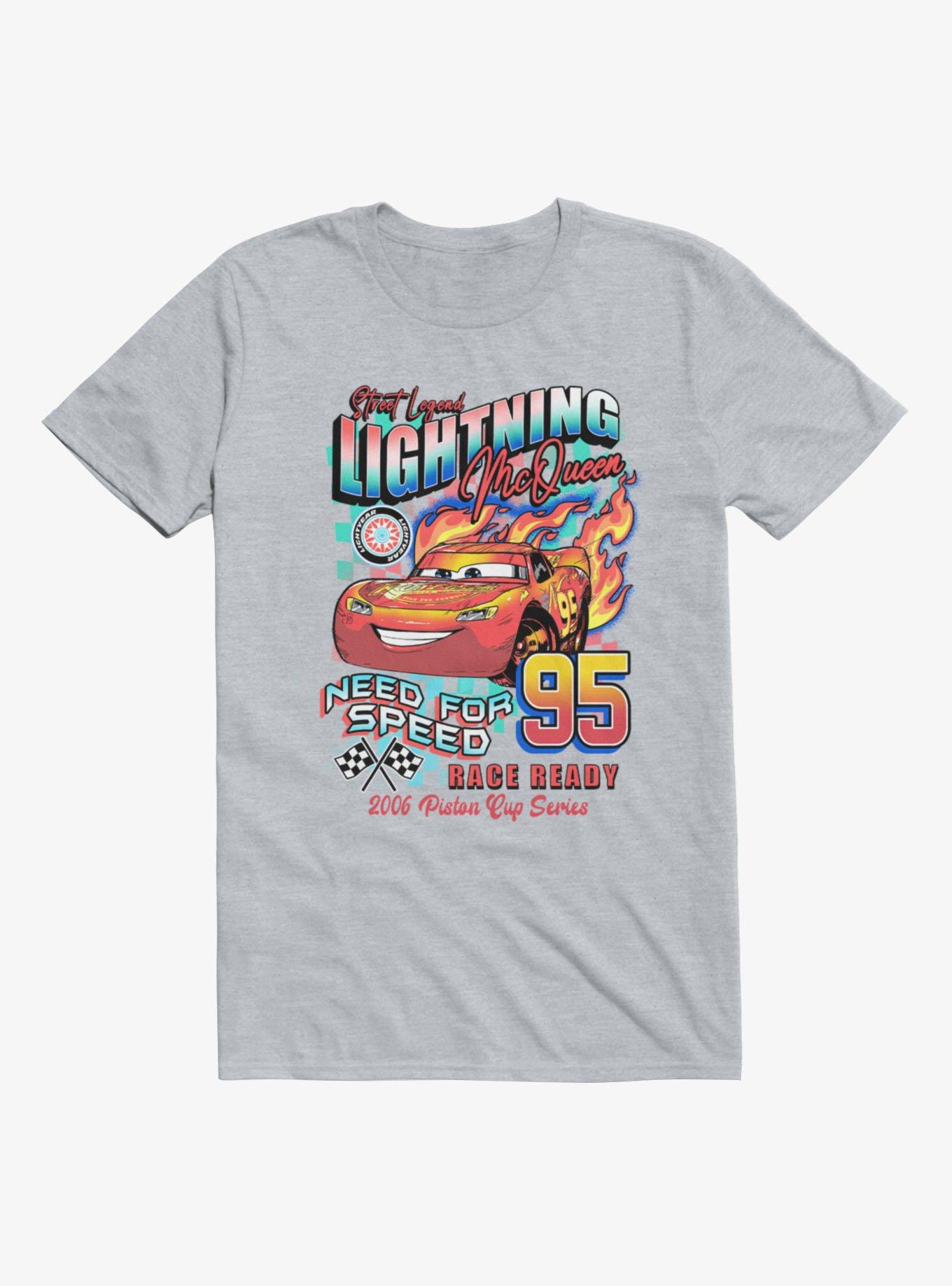 Disney Pixar Cars Lightning McQueen Racing T-Shirt Hot Topic Exclusive, SPORT GRAY, hi-res