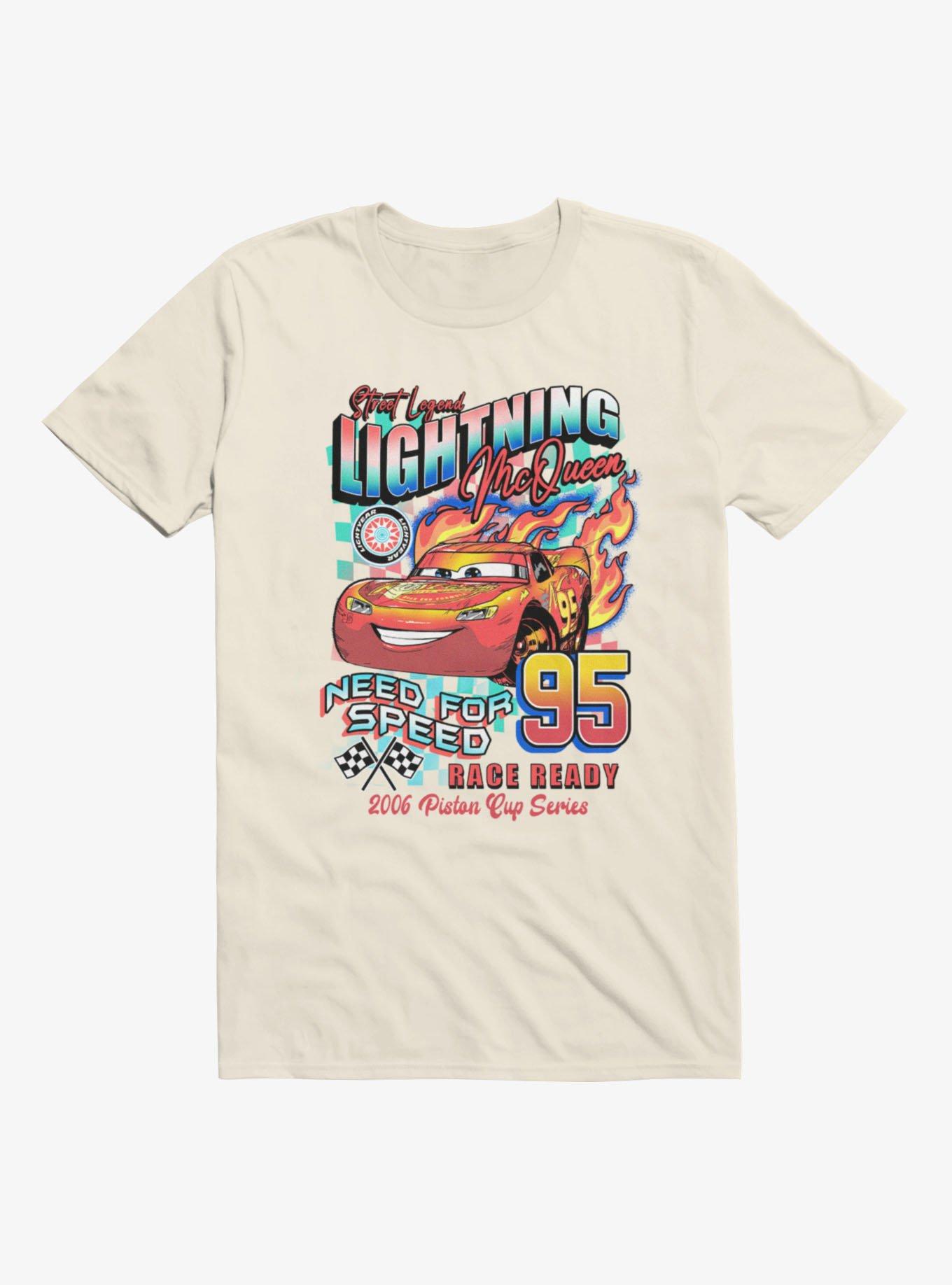 Disney Pixar Cars Lightning McQueen Racing T-Shirt Hot Topic Exclusive, NATURAL, hi-res