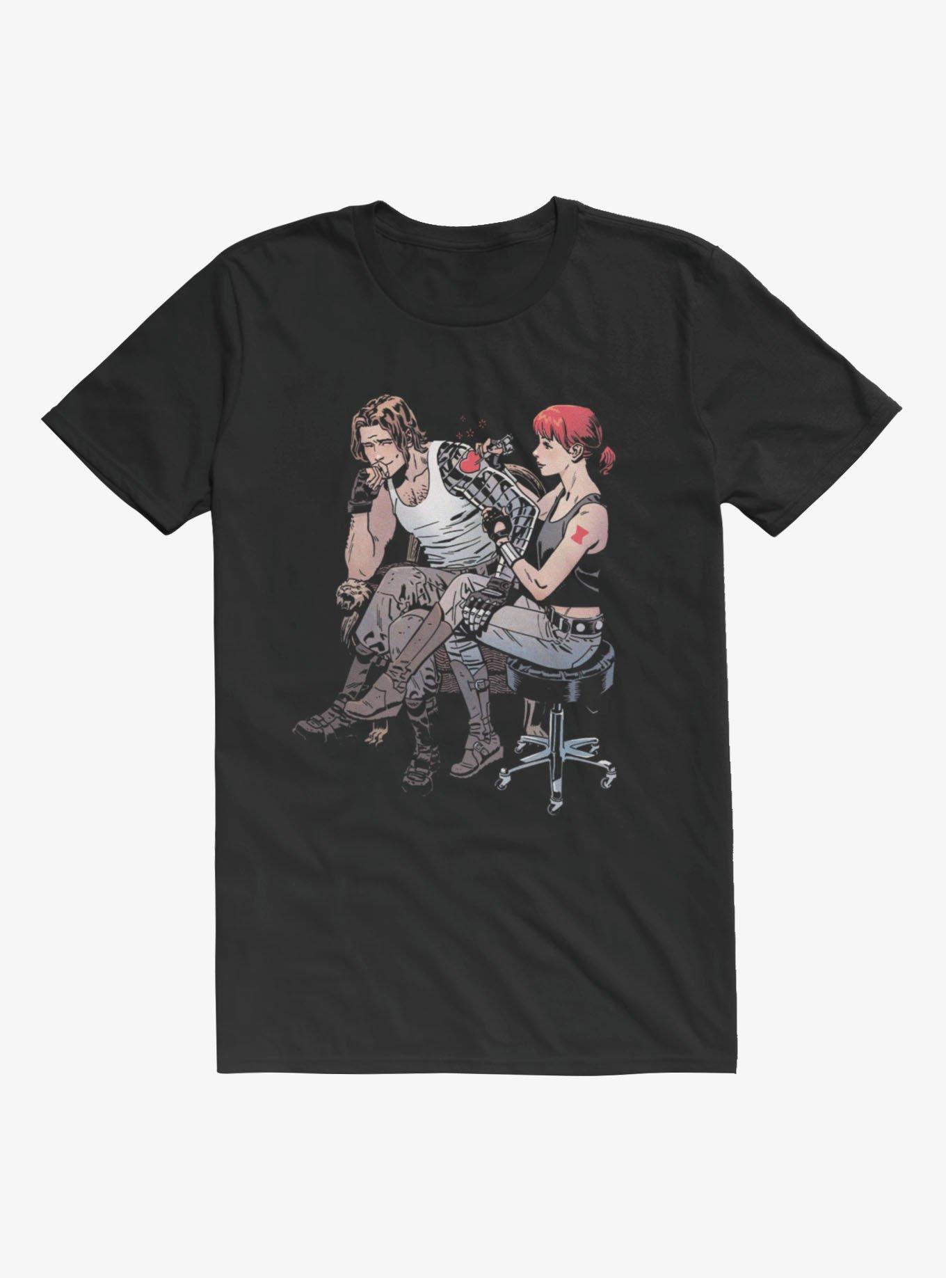 Marvel Winter Soldier Bucky Barnes Tattoo Black Widow T-Shirt