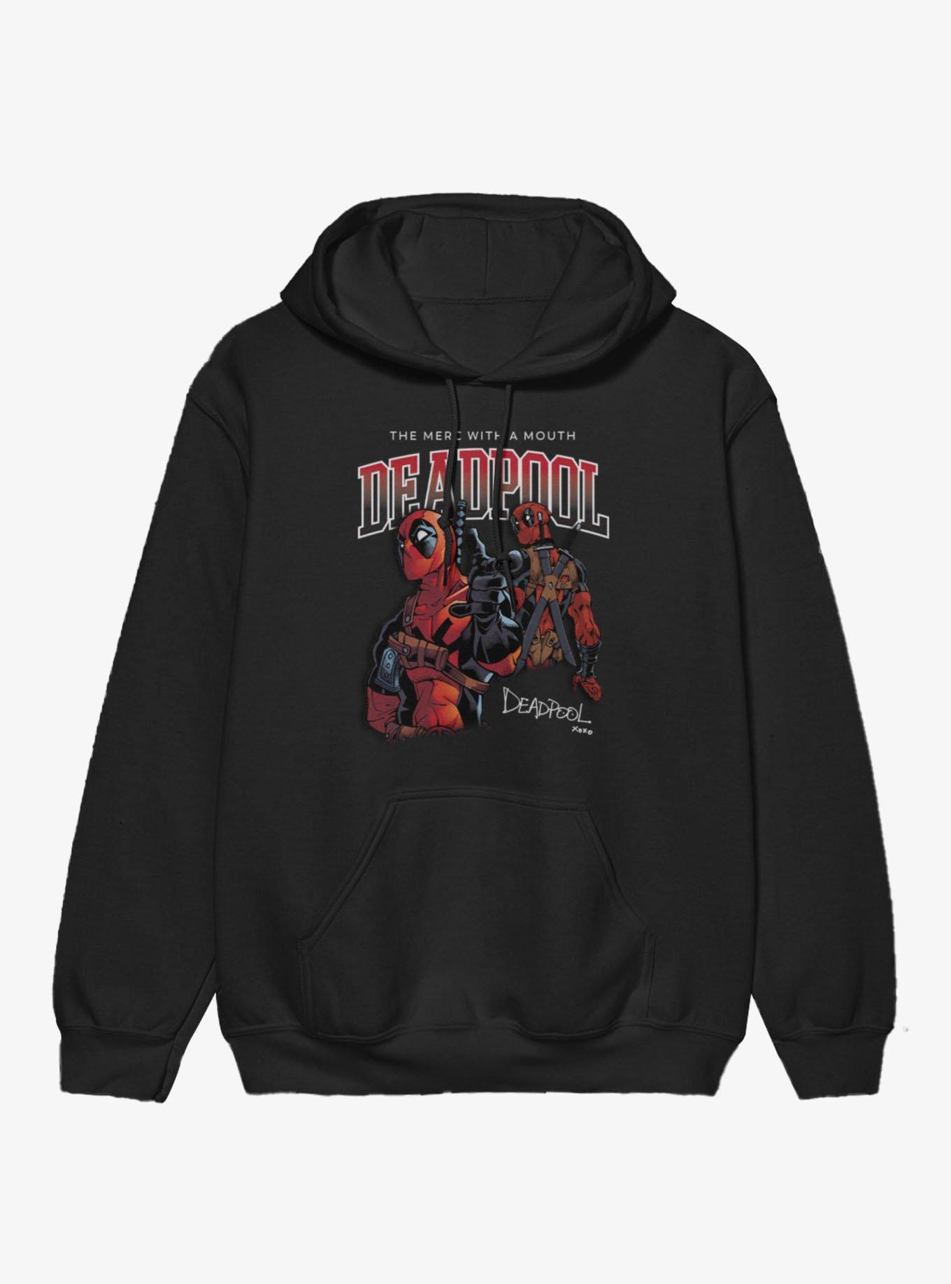 Marvel Deadpool Merc With A Mouth Collage Hoodie Hot Topic Exclusive