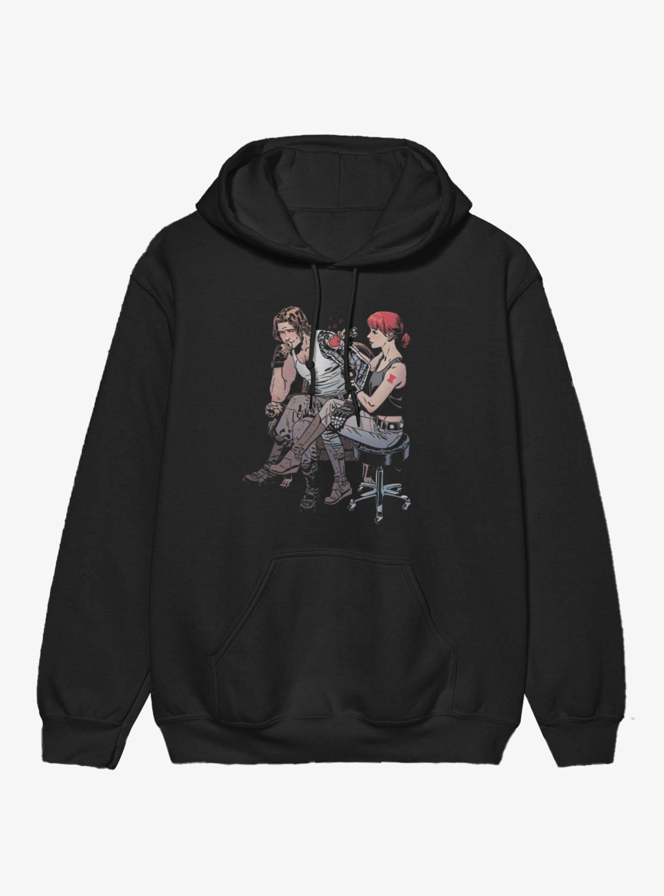 Marvel Winter Soldier Bucky Barnes Tattoo Black Widow Hoodie, , hi-res