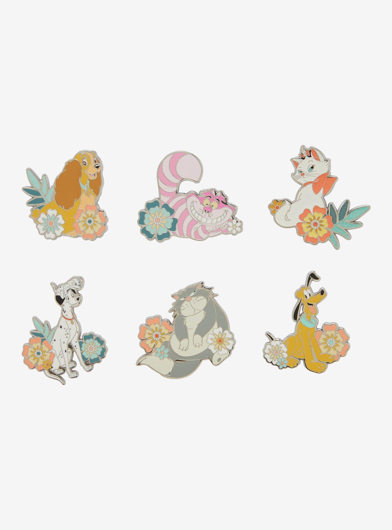 Loungefly Disney Cats & Digs Floral Blind Box Enamel Pin Hot Topic Exclusive, , hi-res