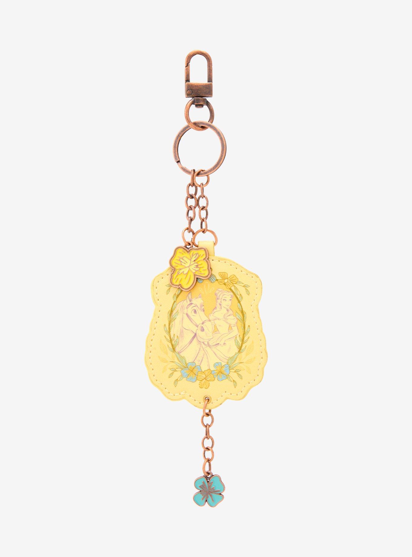Disney Beauty and The Beast Belle & Philippe Floral Keychain - BoxLunch Exclusive, , hi-res