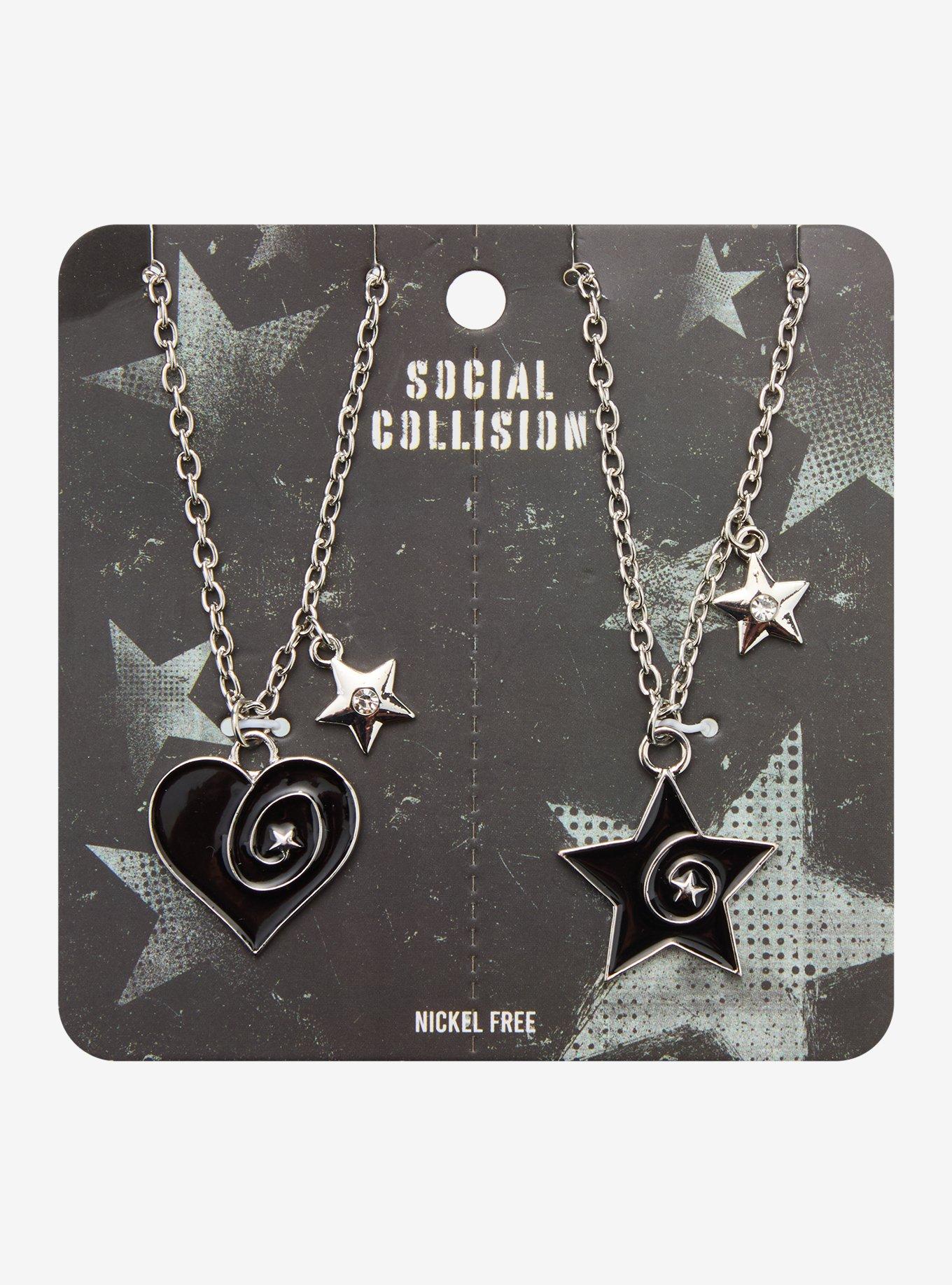 Social Collision Heart & Star Swirl Best Friend Necklace Set, , hi-res