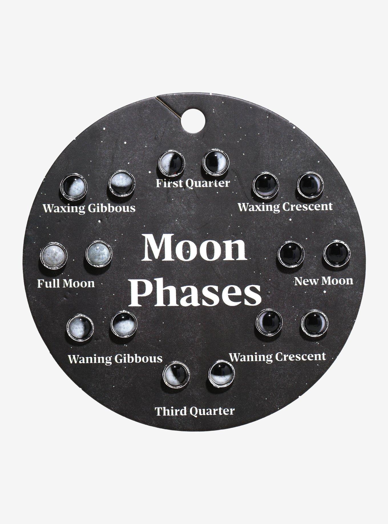 Moon Phases Stud Earring Set, , hi-res