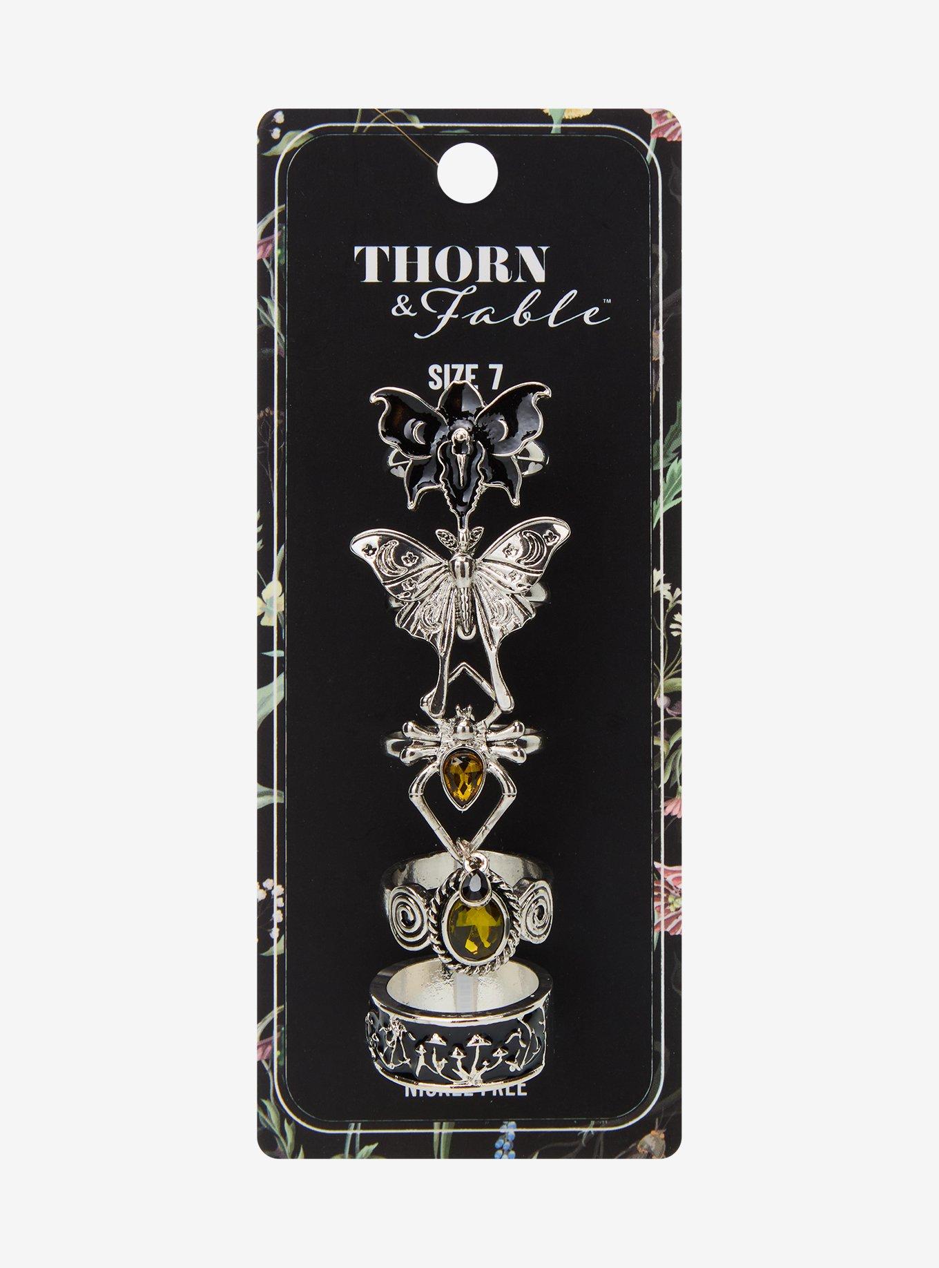 Thorn & Fable Mushroom Moth Flower Ring Set, , hi-res