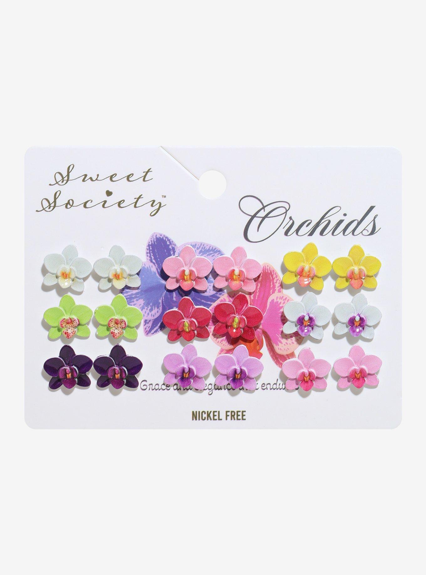 Sweet Society Orchid Bouquet Stud Earring Set, , hi-res
