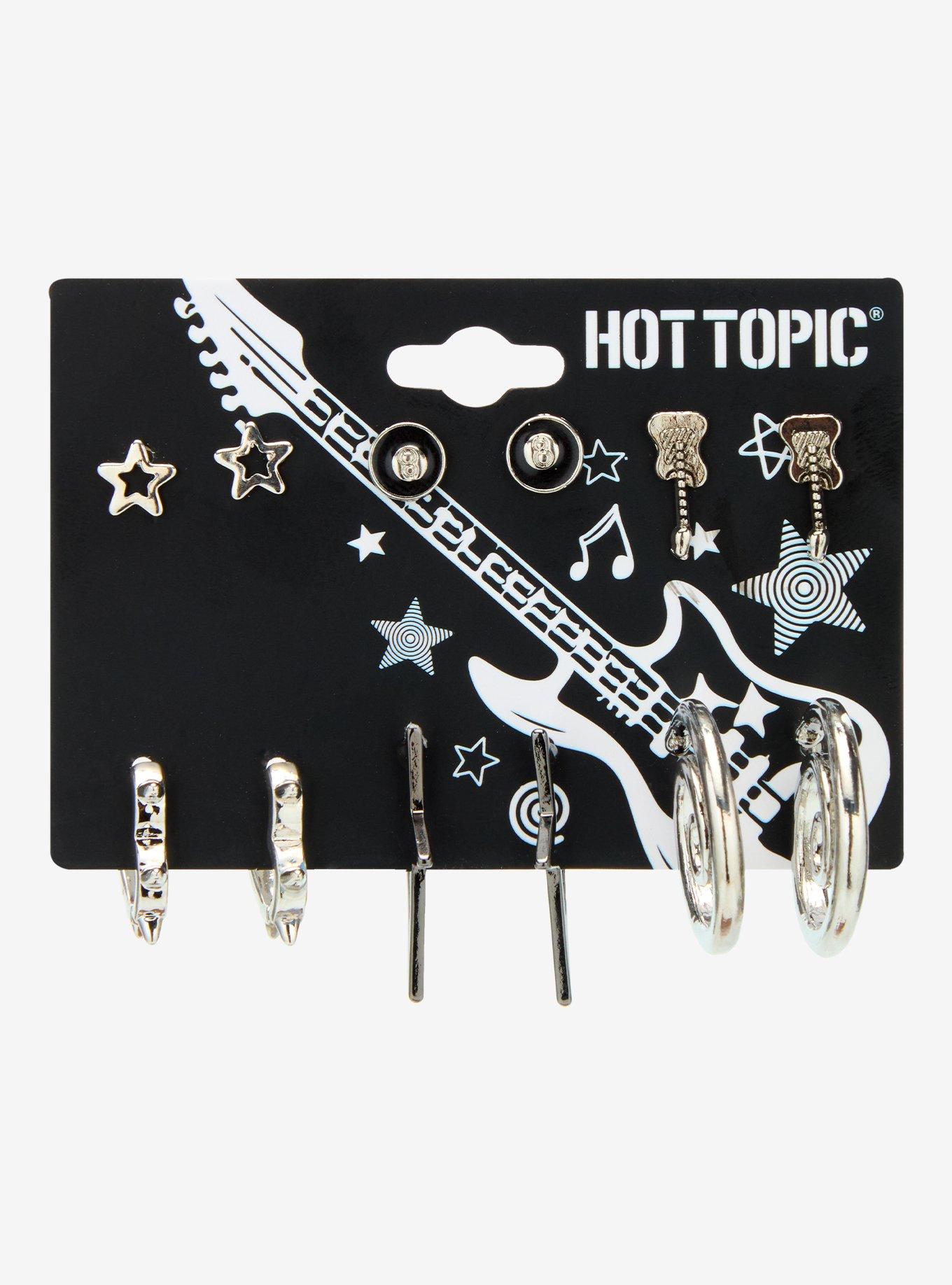 Star & Guitar Stud & Hoop Earring Set, , hi-res