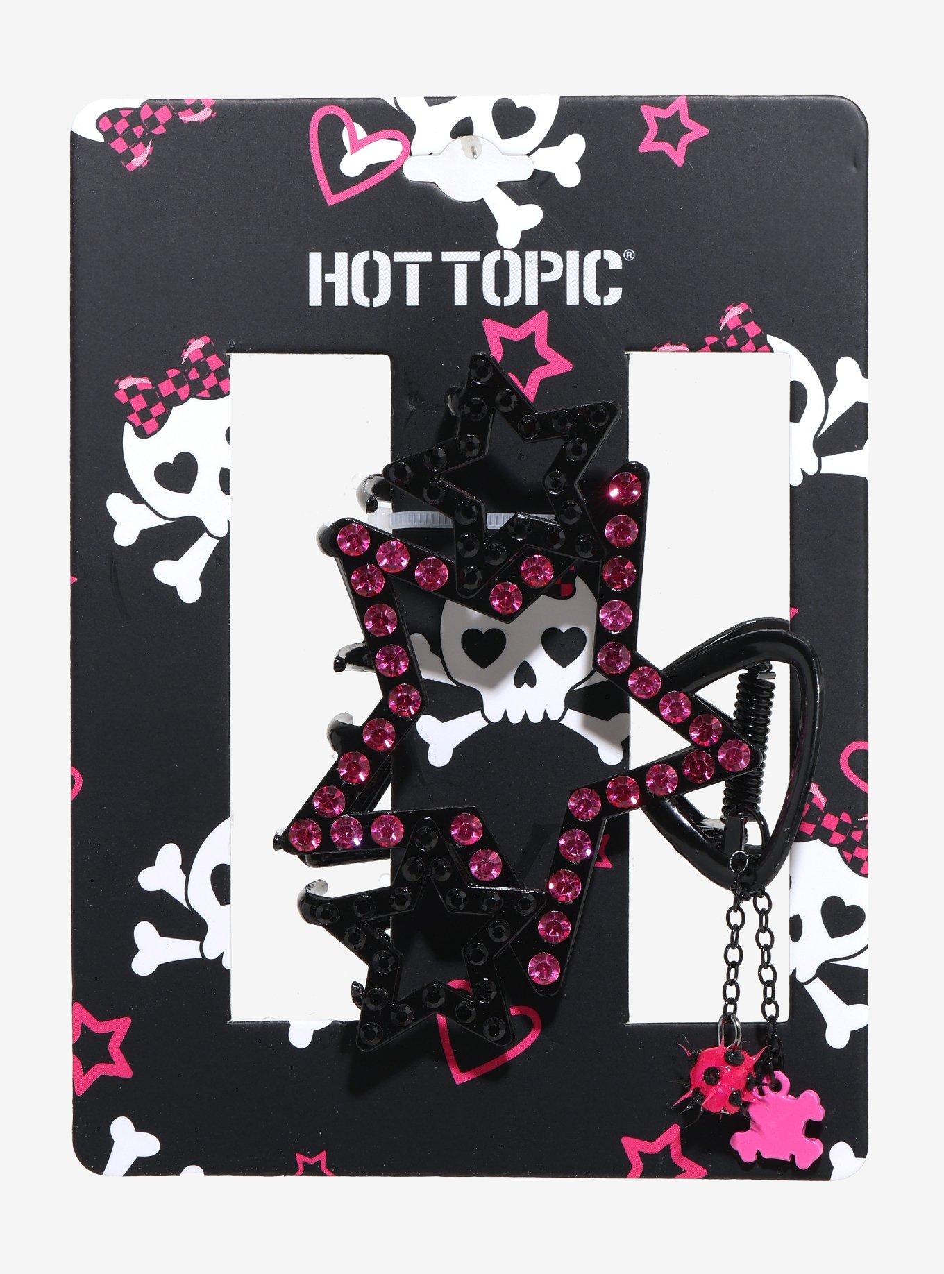 Black & Pink Rhinestone Star Claw Hair Clip, , hi-res