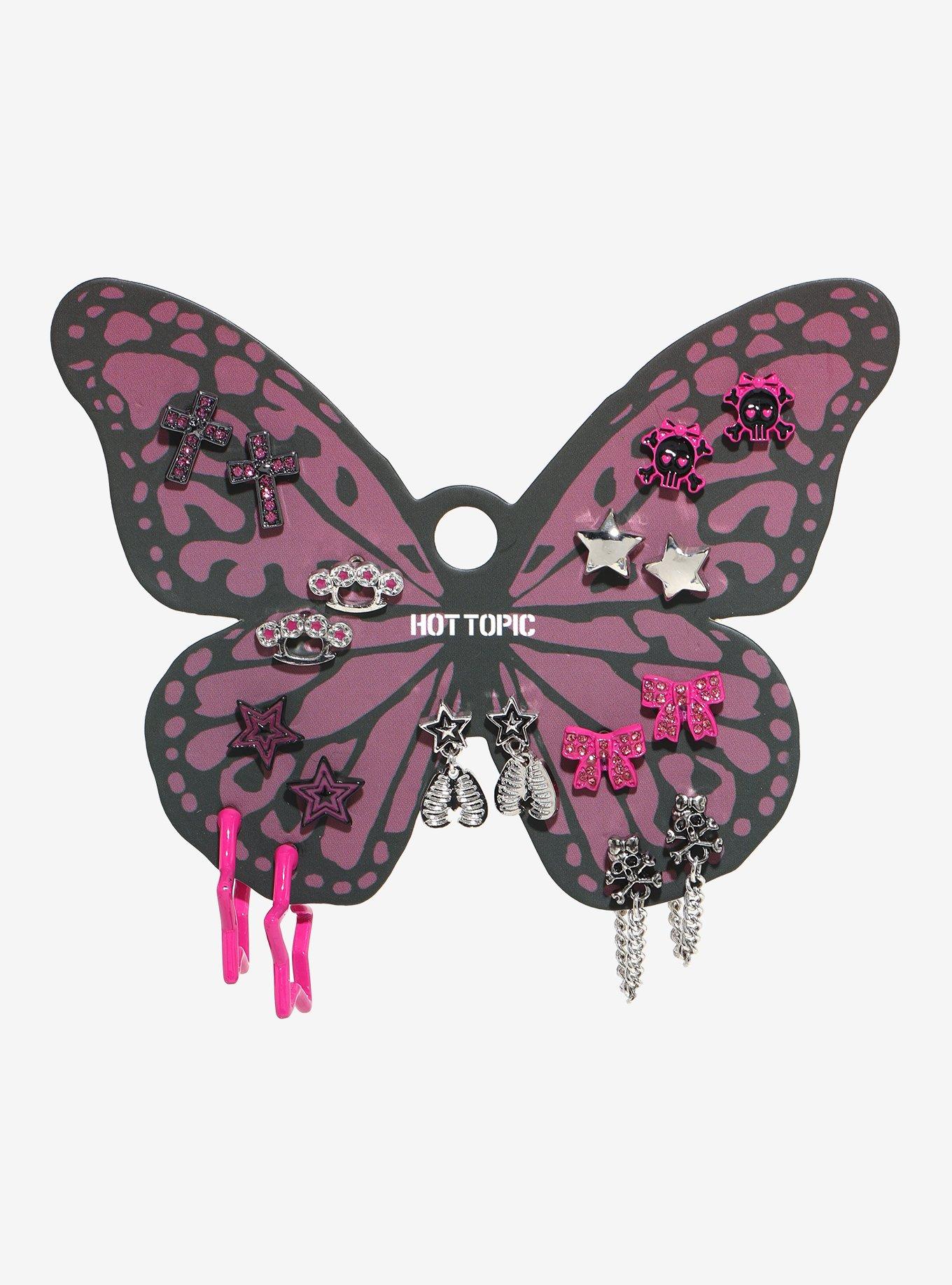 Pink & Black Scene Symbols Earring Set, , hi-res