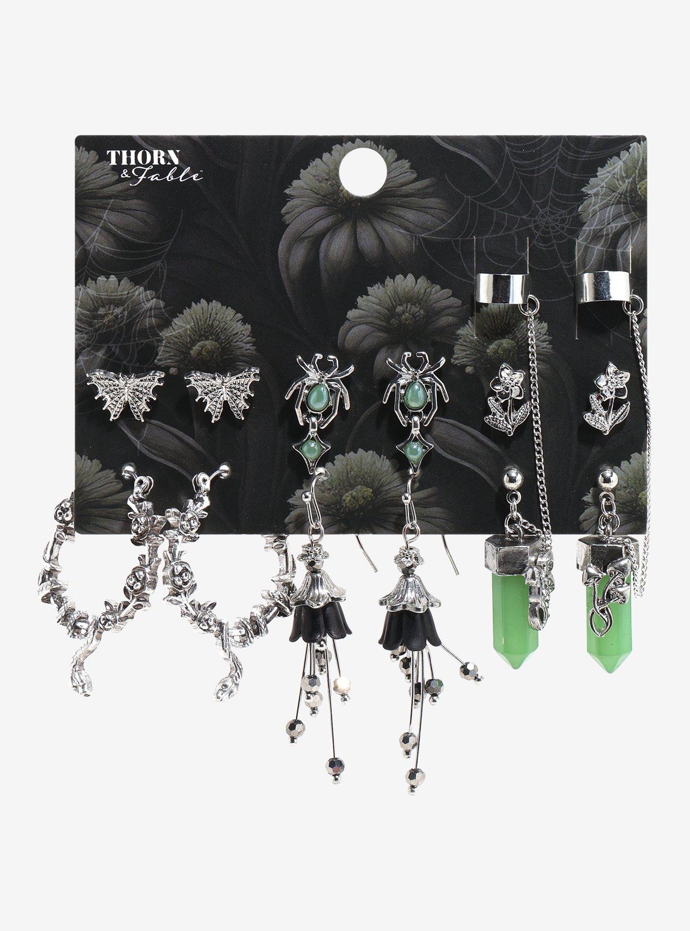 Thorn & Fable Dark Forest Stud & Drop Earring Set, , hi-res
