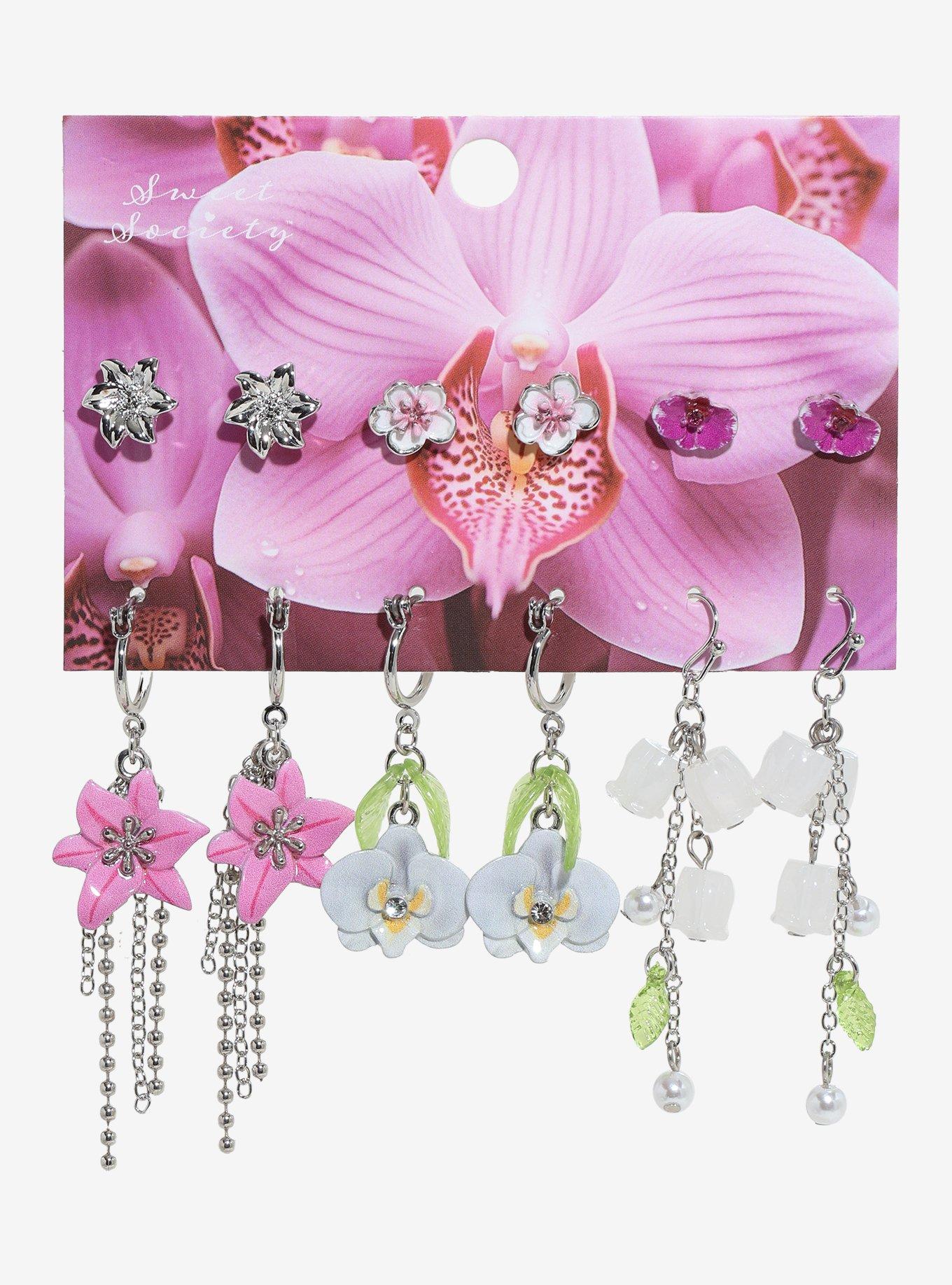 Sweet Society Orchid & Lily Earring Set, , hi-res
