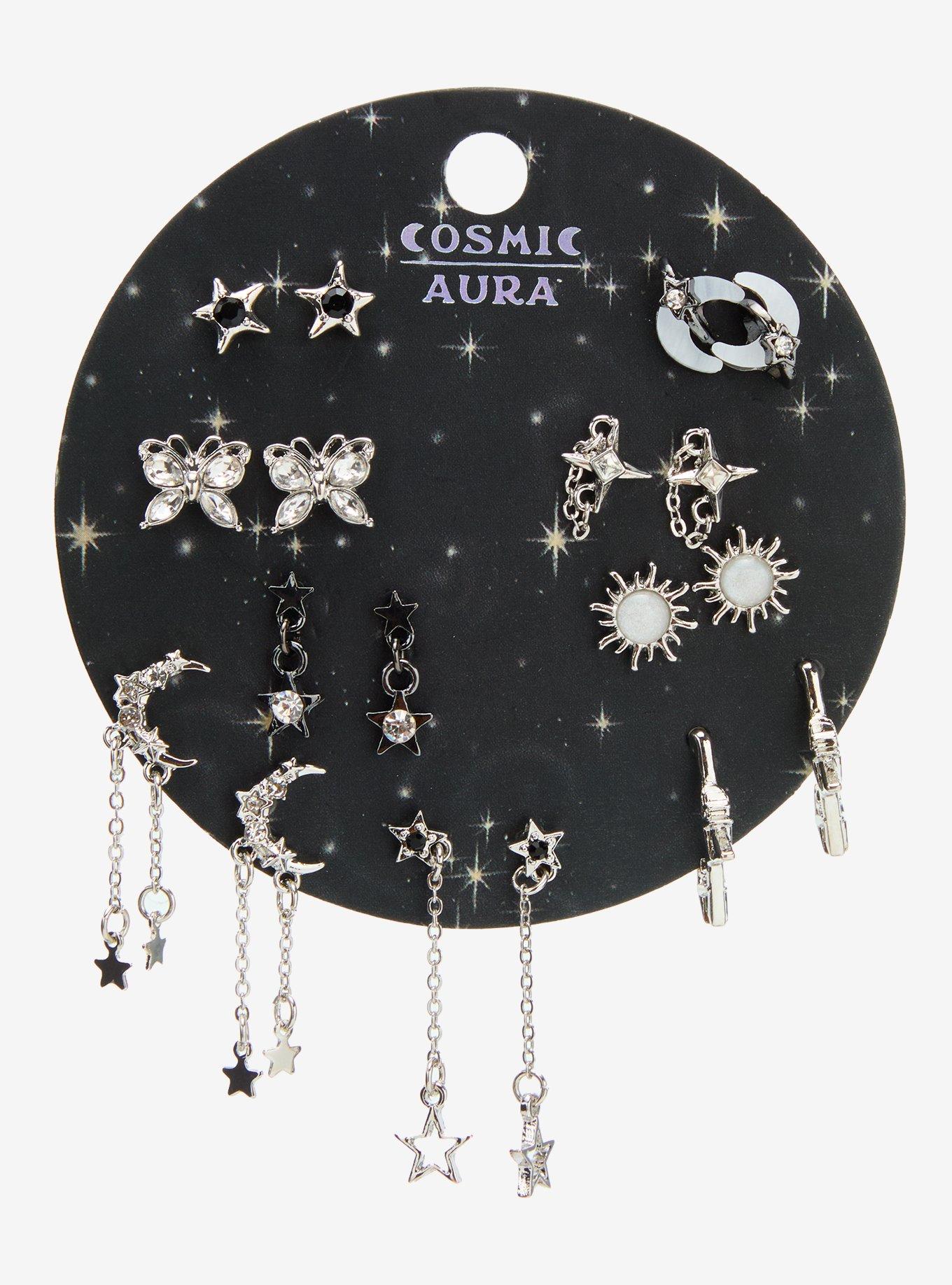 Cosmic Aura Butterfly Celestial Mini Drop Earring Set, , hi-res