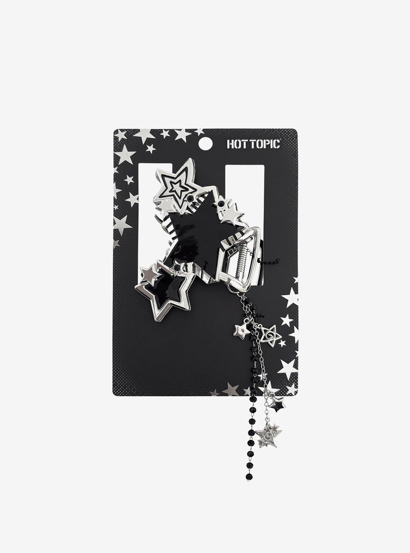 Black & Silver Star Claw Hair Clip, , hi-res