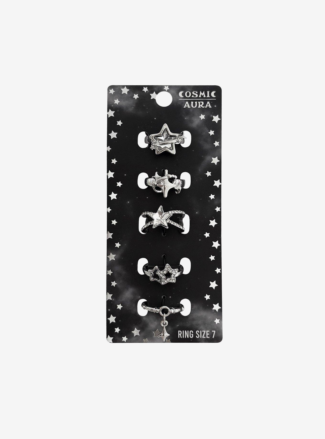 Cosmic Aura Star Rhinestone Ring Set, , hi-res