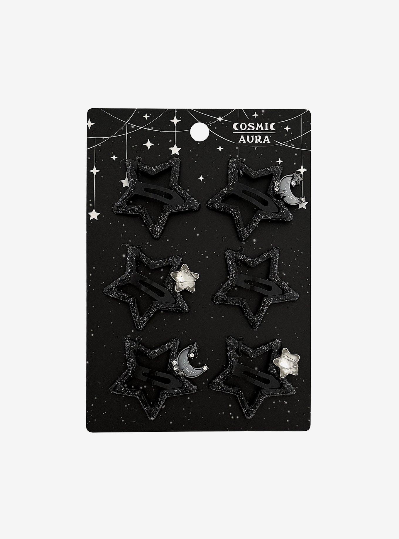 Cosmic Aura Black Star Hair Clip Set, , hi-res