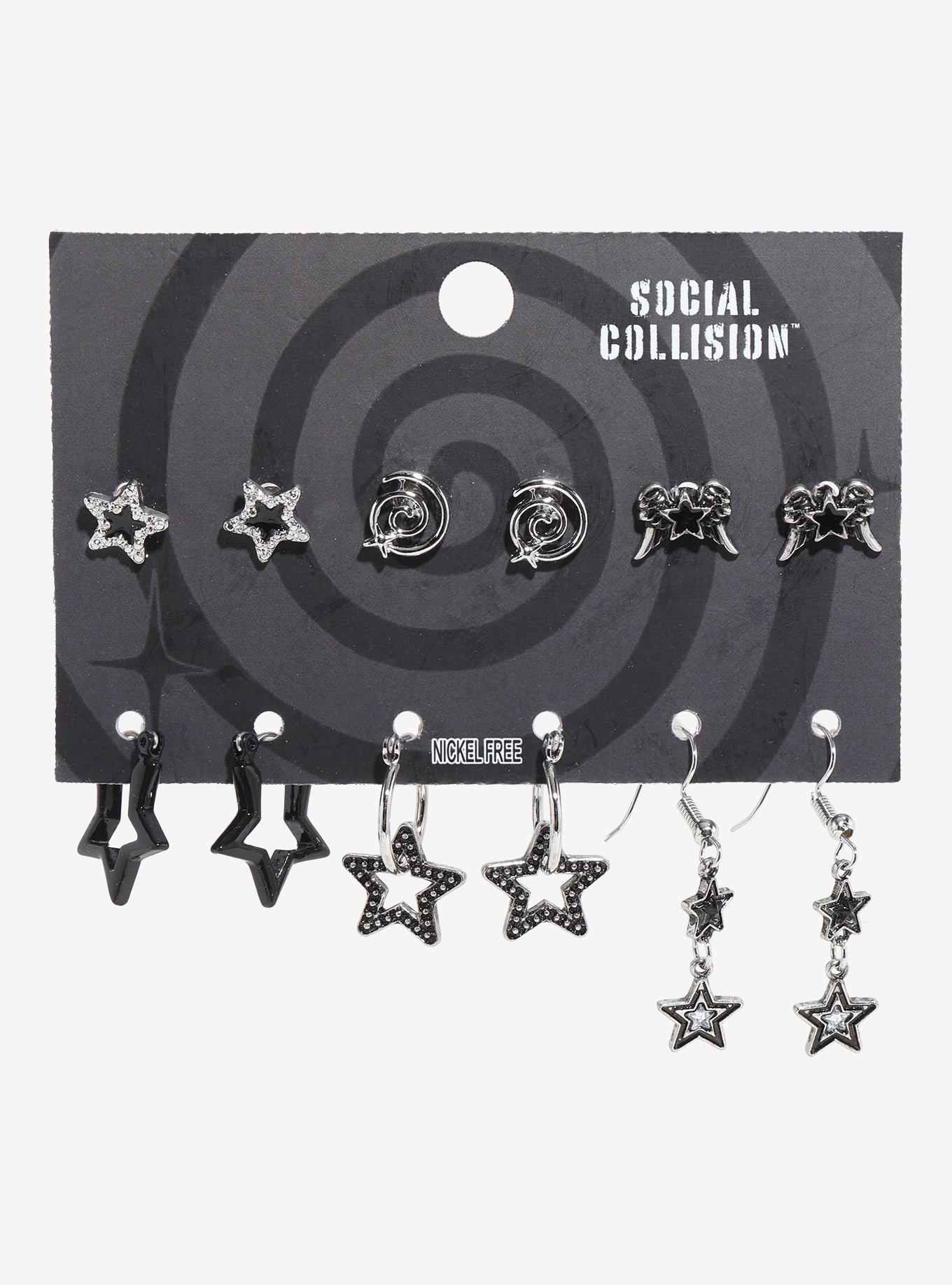 Social Collision Star Spiral Earring Set, , hi-res