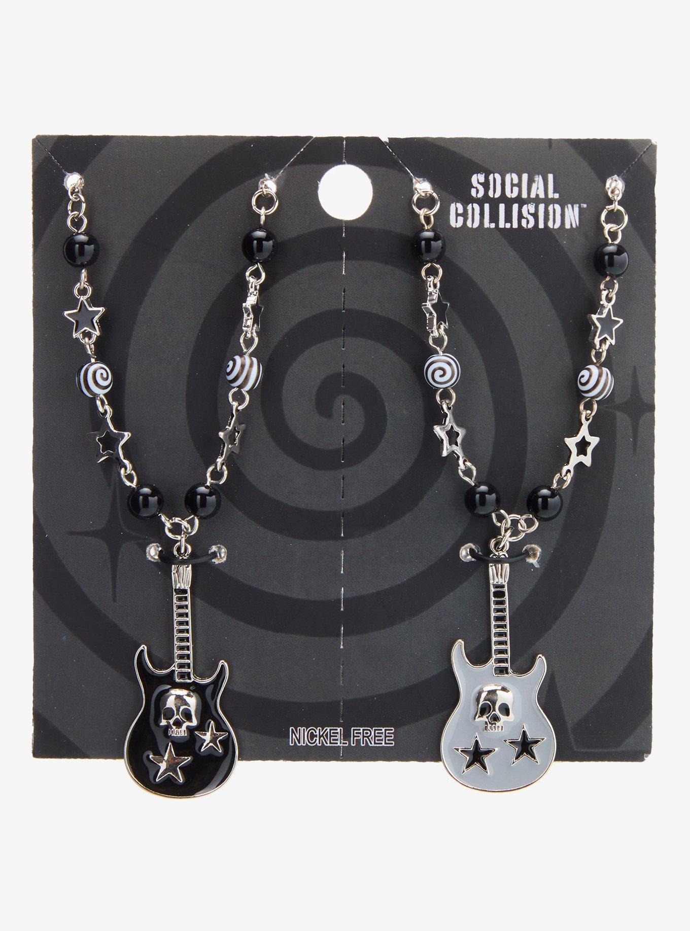 Social Collision Skull Guitar Spiral Star Best Friend Necklace Set, , hi-res