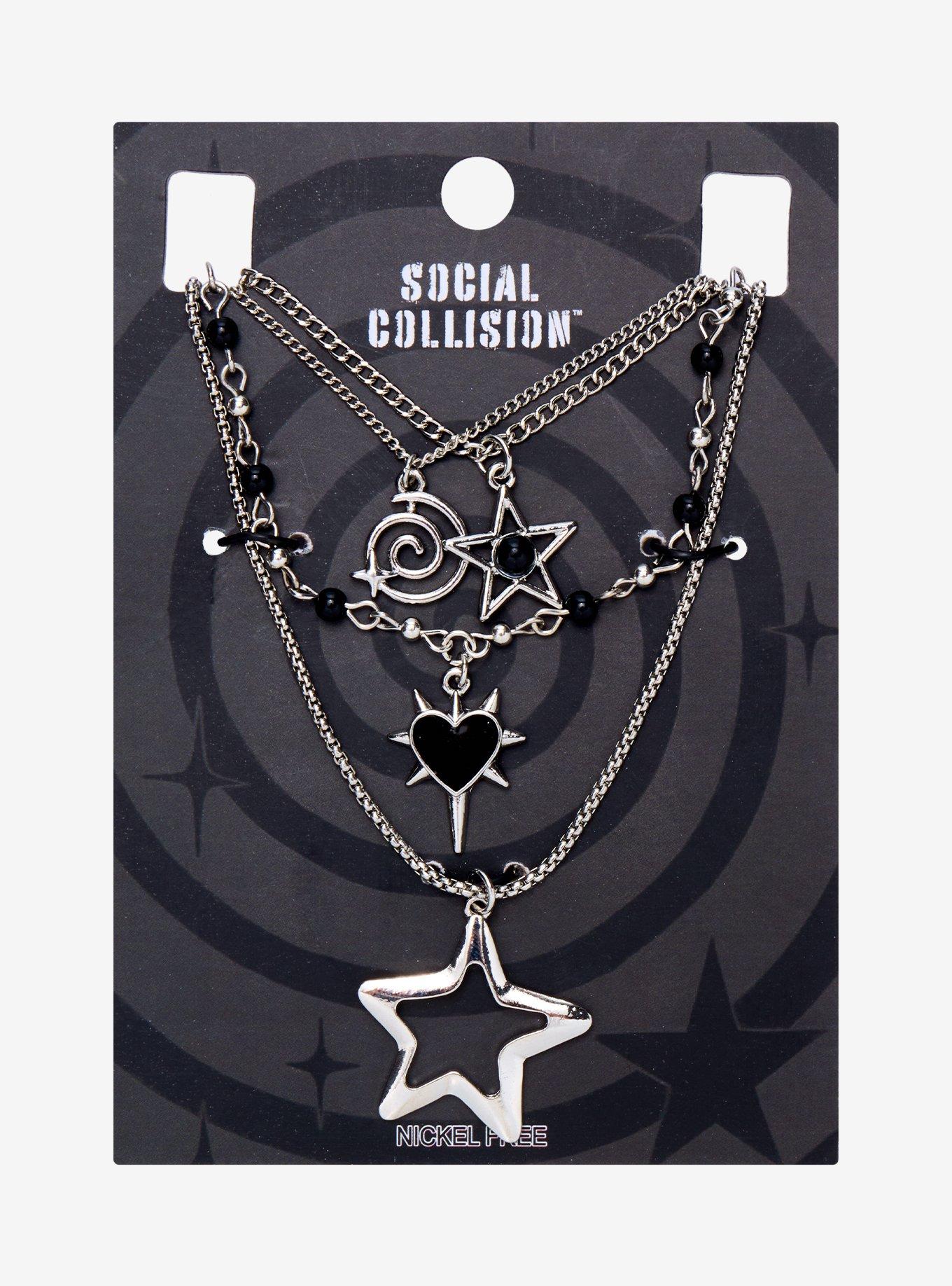 Social Collision Star Spiral Heart Necklace Set, , hi-res