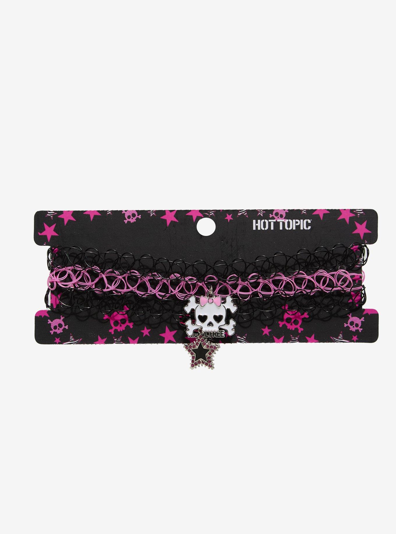Skull & Crossbones Rhinestone Star Tattoo Choker Set, , hi-res
