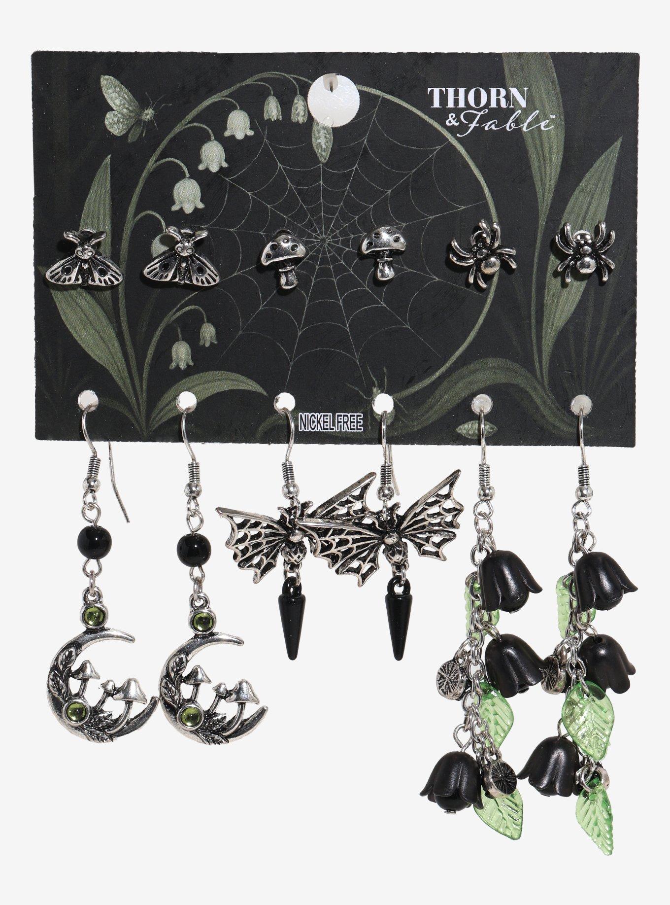 Thorn & Fable Spider Butterfly Flower Earring Set, , hi-res