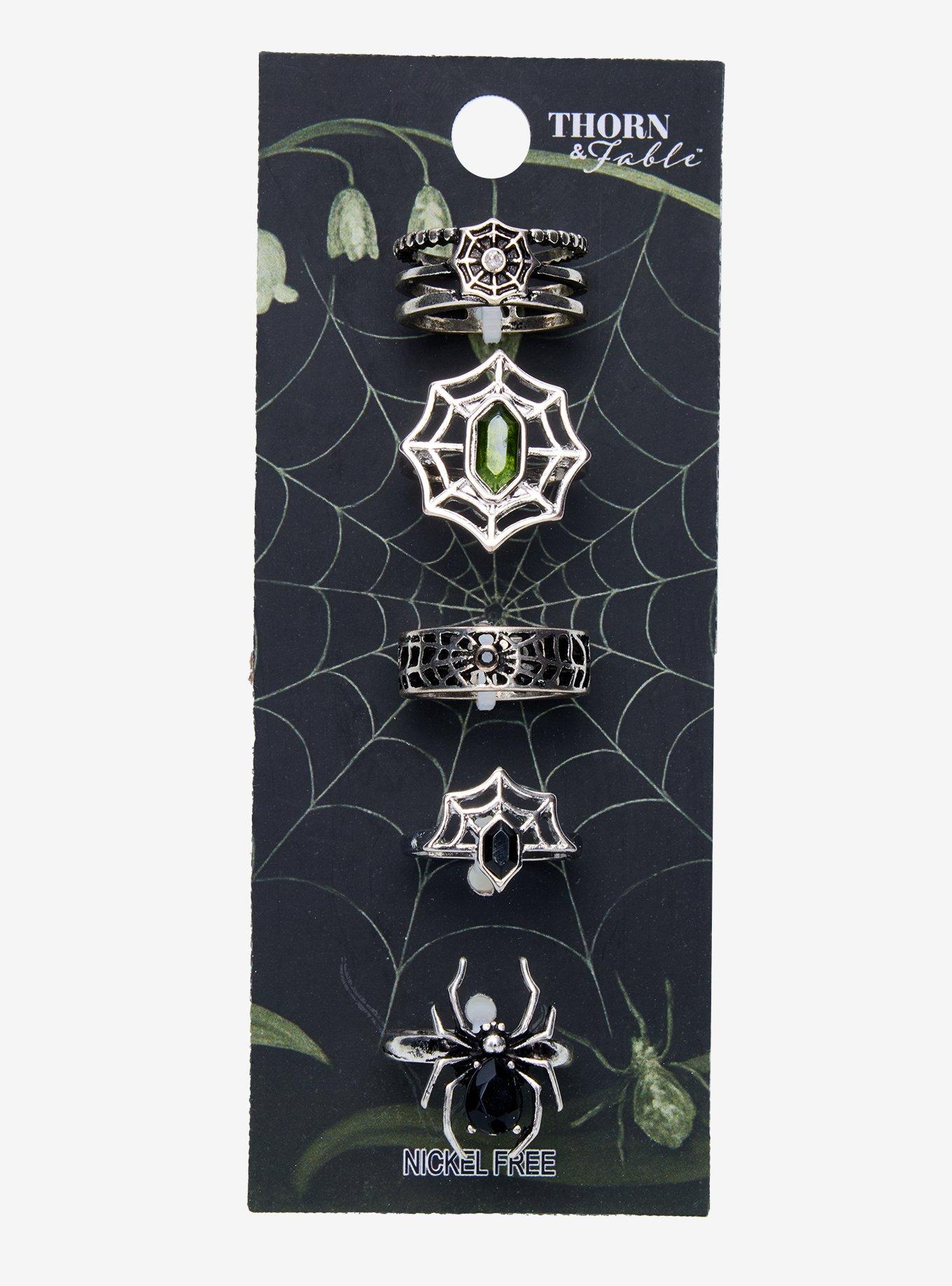 Thorn & Fable Spiderweb Gem Ring Set, , hi-res
