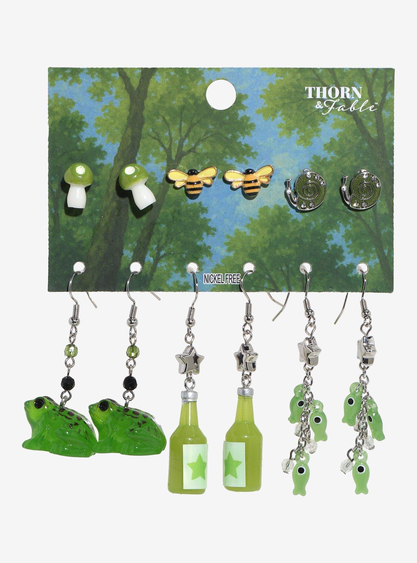 Thorn & Fable Green Critters & Icons Earring Set, , hi-res