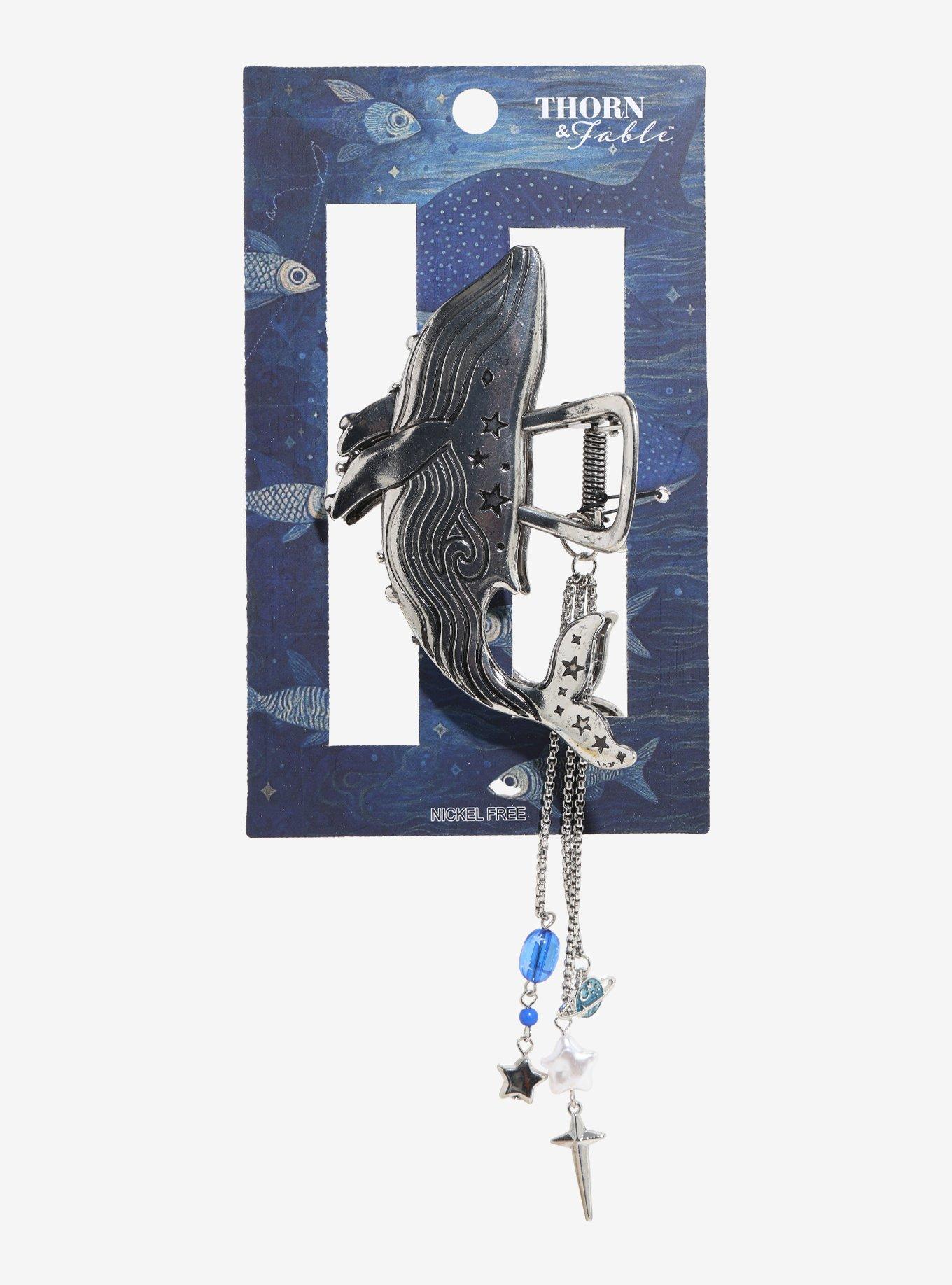 Thorn & Fable Celestial Whale Charm Claw Hair Clip, , hi-res