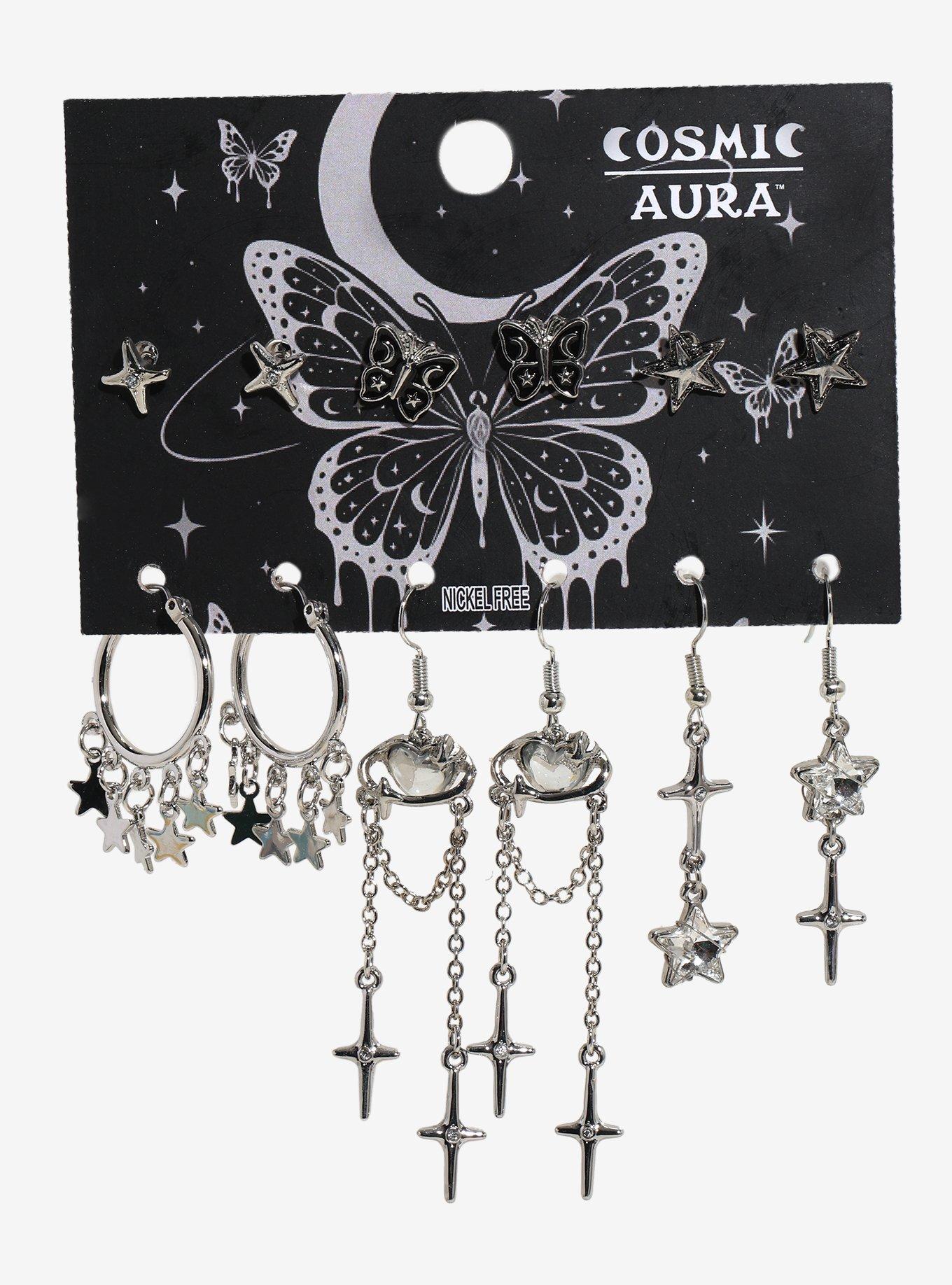 Cosmic Aura Star Heart Planet Earring Set, , hi-res