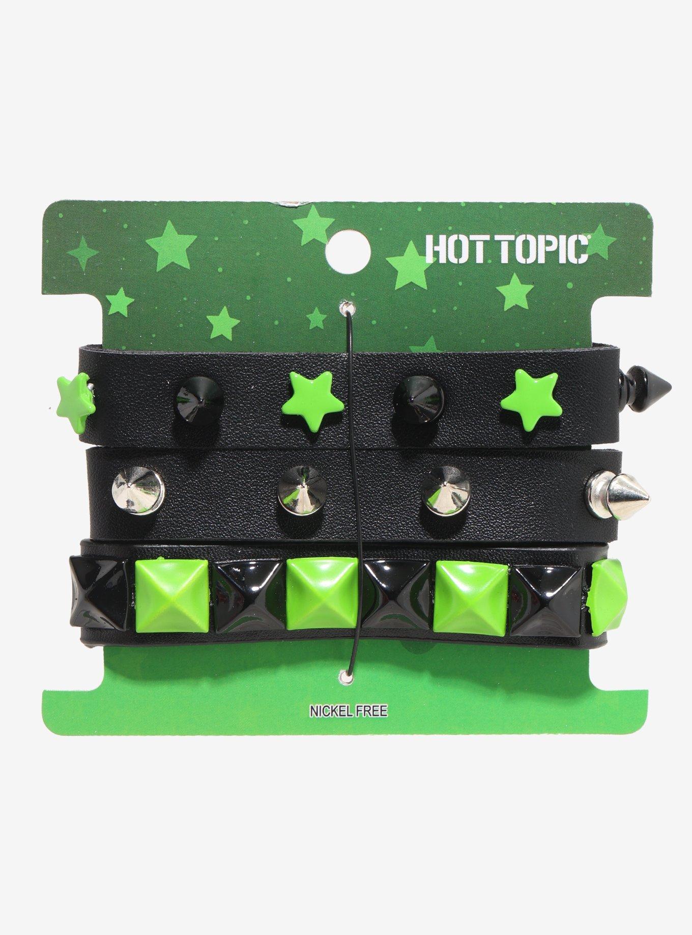 Green & Black Star Stud Bracelet Set, , hi-res