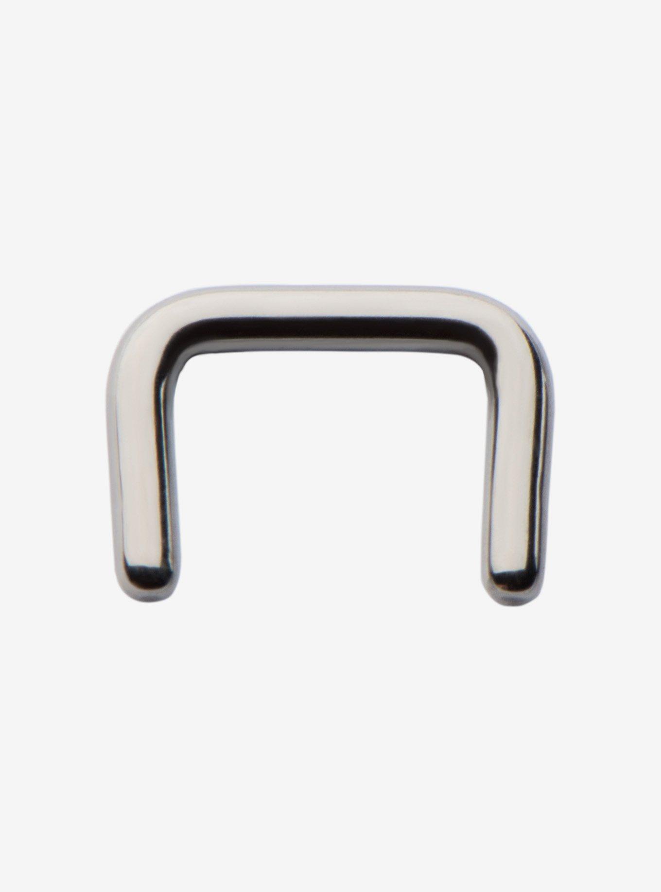 14G Steel Silver Septum Staple, , hi-res